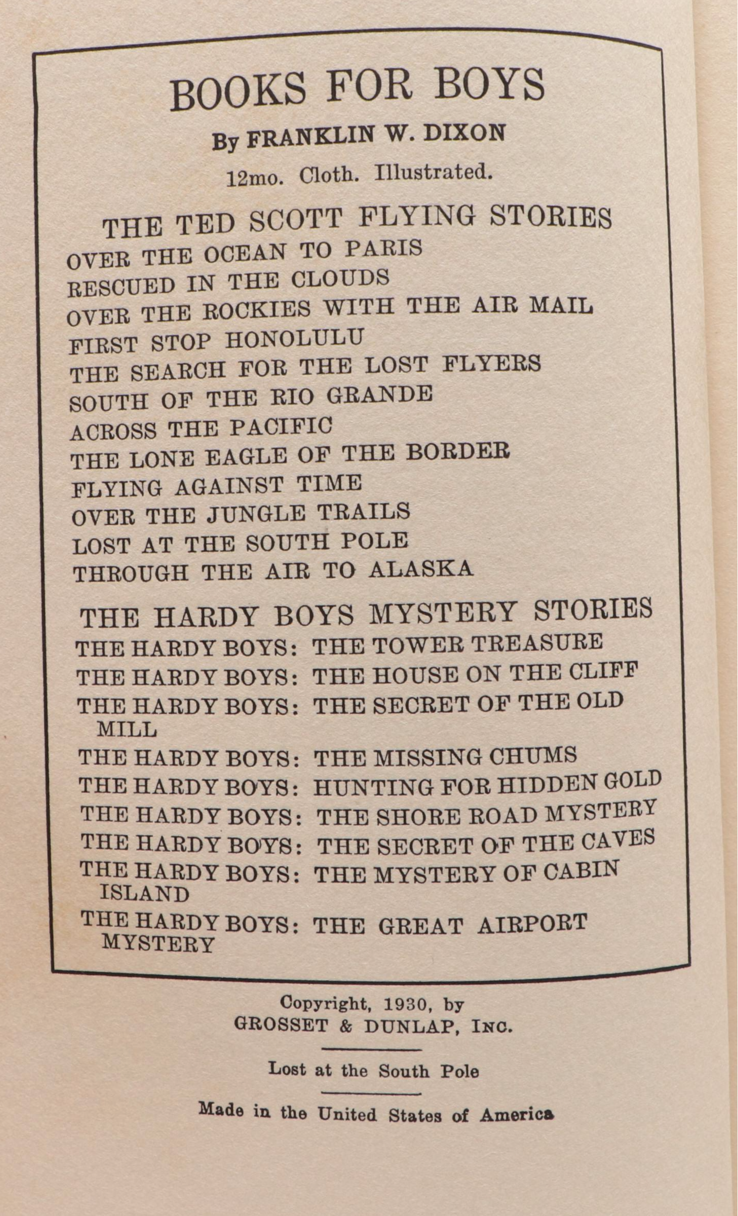 Illustrated "Lost at the South Pole" and More Books by Franklin W. Dixon