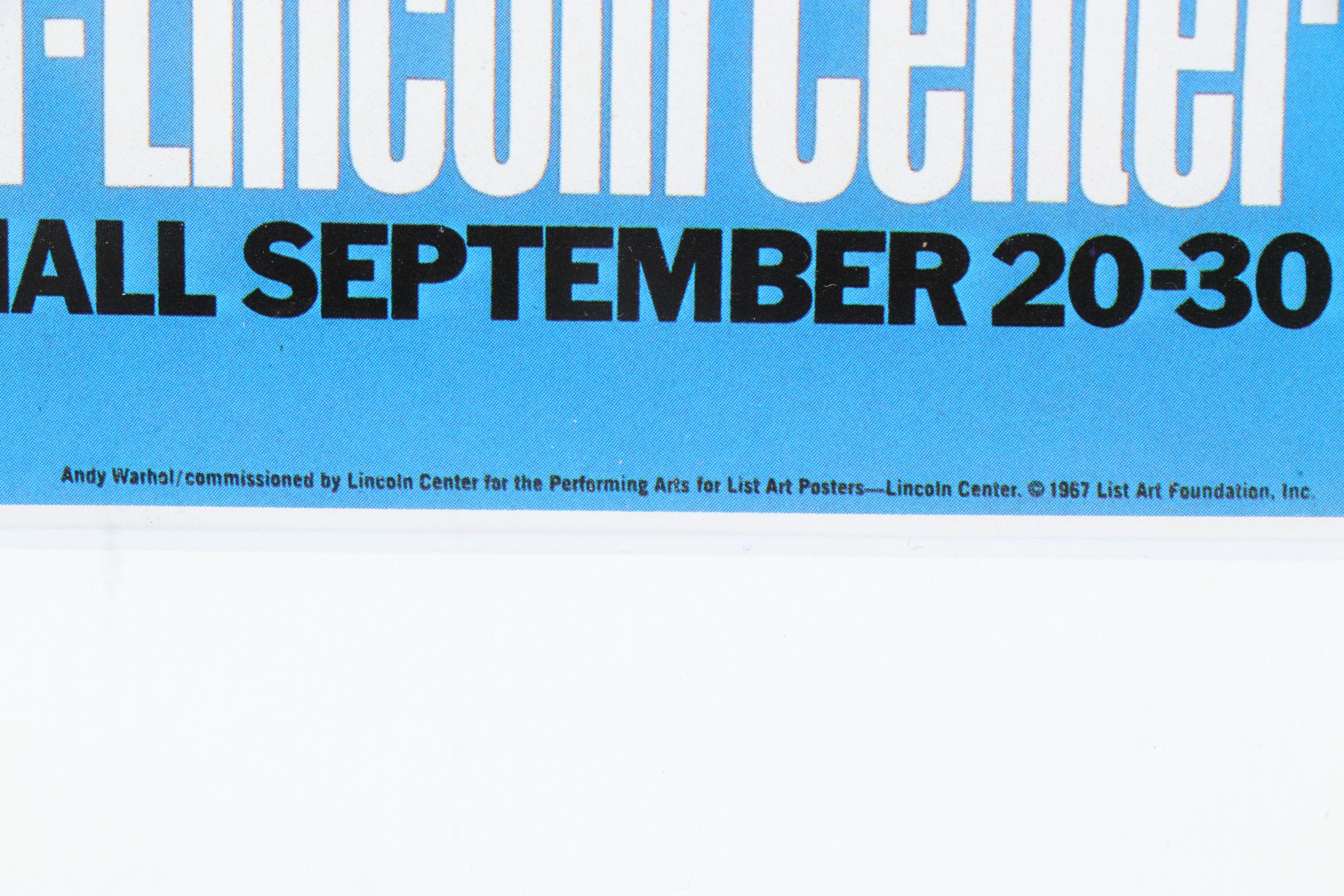 Offset Exhibition Poster After Andy Warhol for the Fifth New York Film Festival