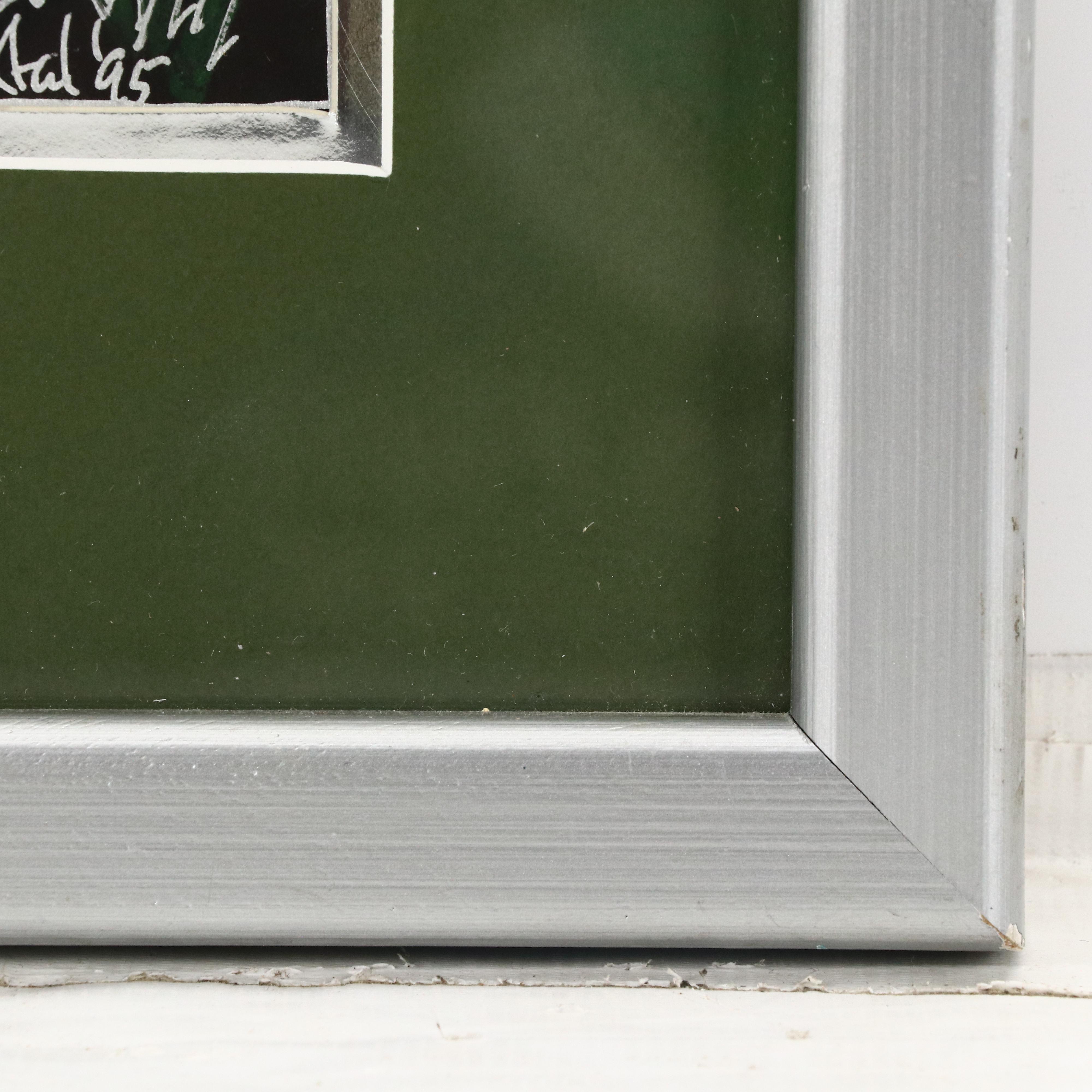 Xtal Miniature Stylized Landscape Ink Drawing With Collaged Figure, 1995