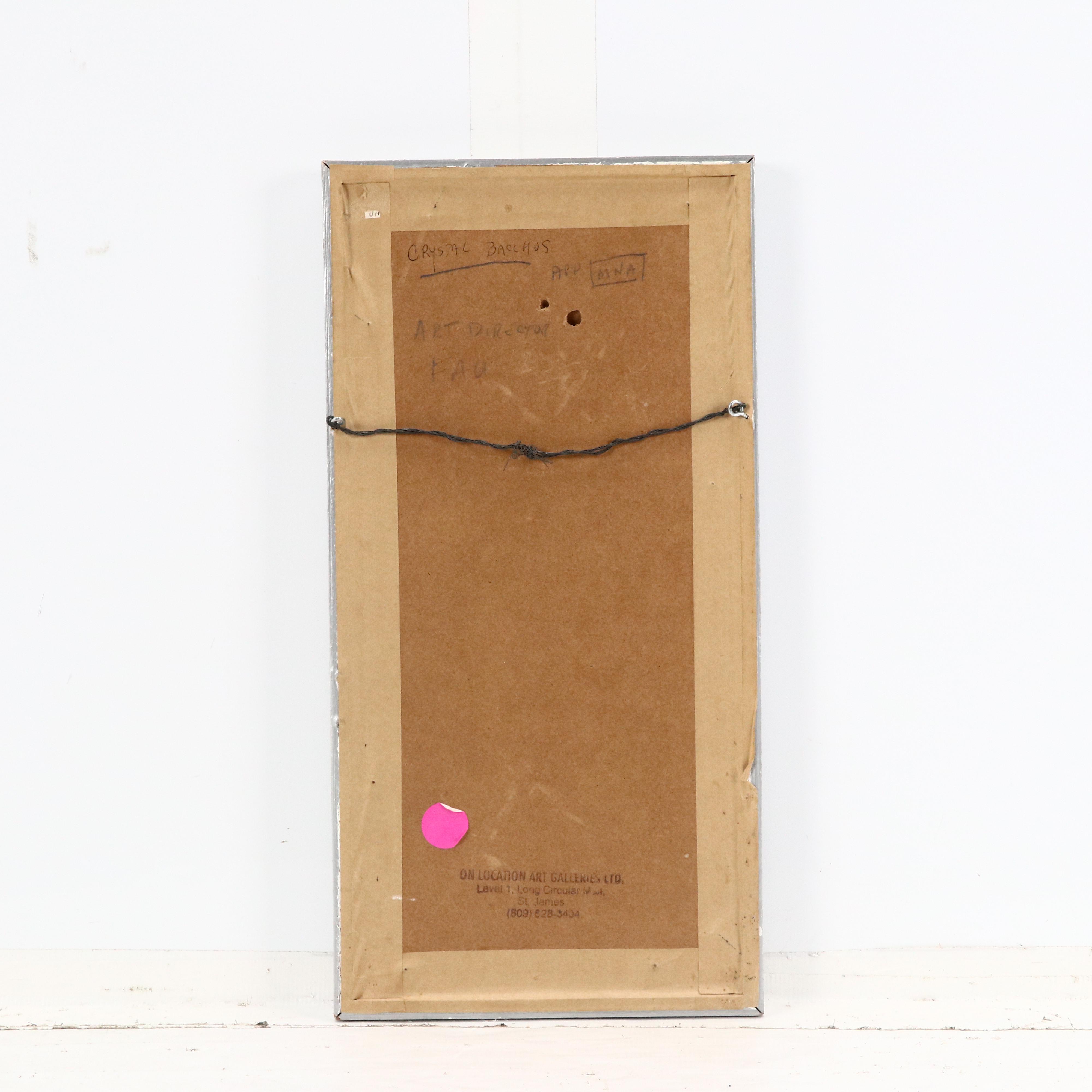 Xtal Miniature Stylized Landscape Ink Drawing With Collaged Figure, 1995