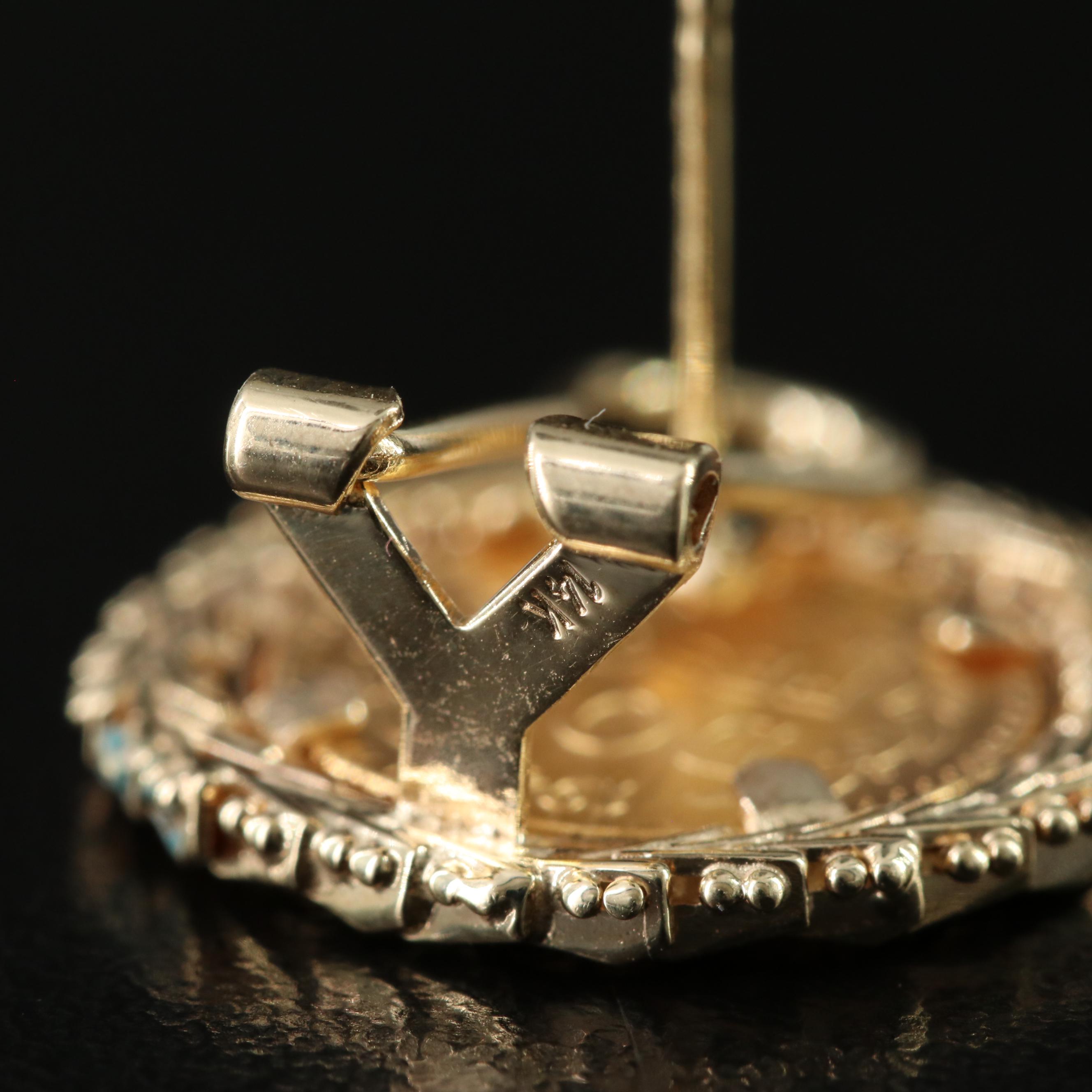 14K Earrings with 1945 Dos Pesos Mexican Gold Coins