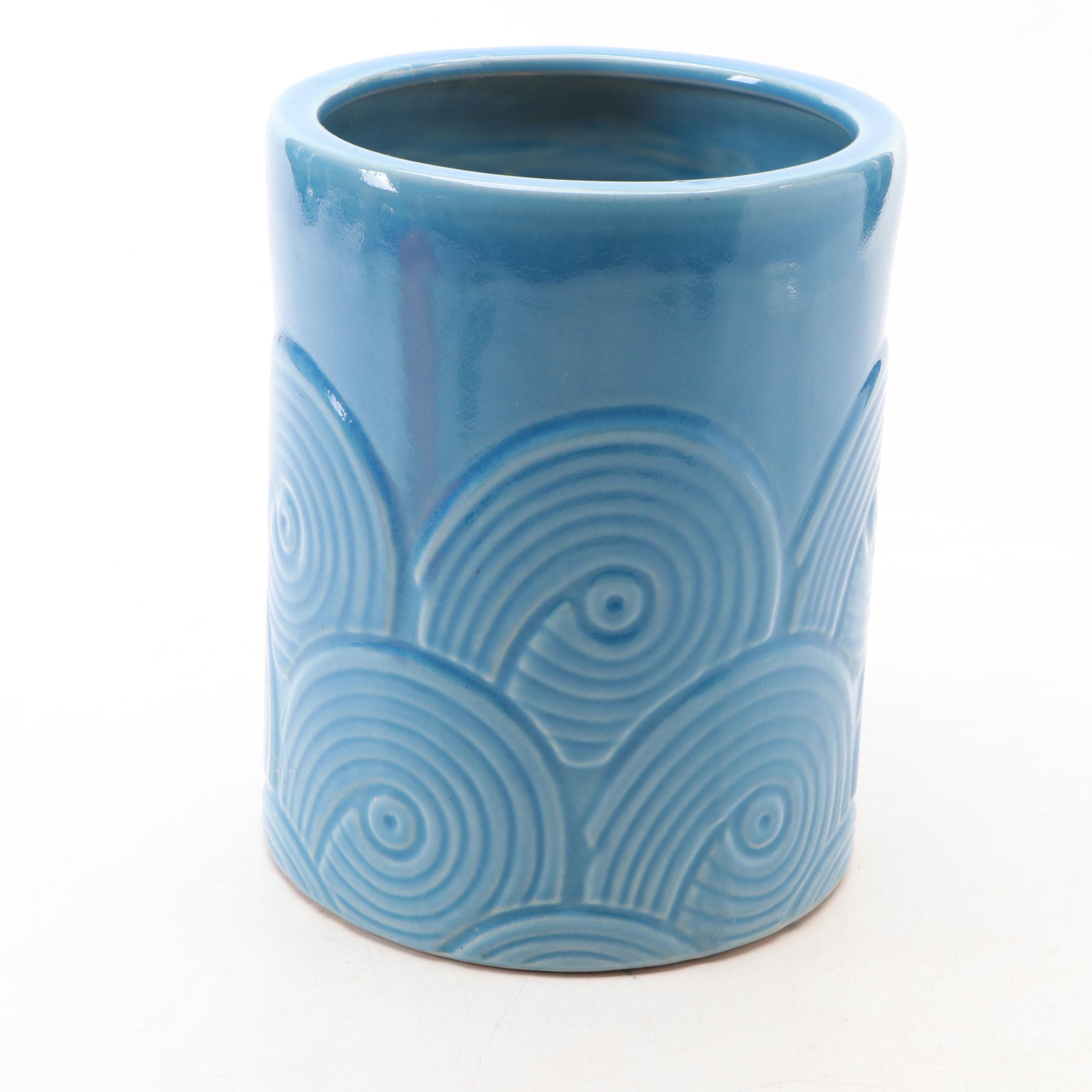 Noritake Ceramic Ram with Other Shell Figurine, Blue Planter and Fish Pitcher