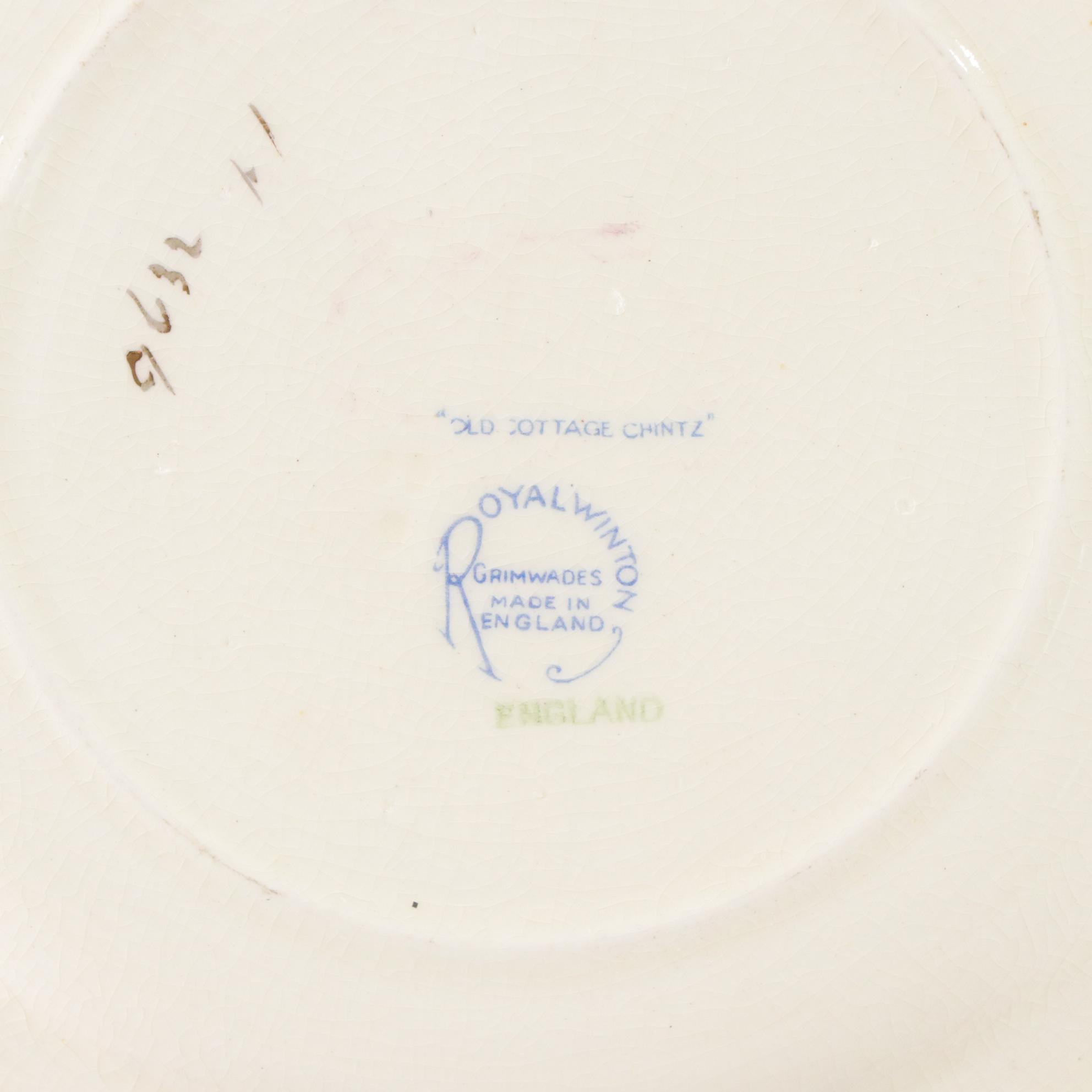 Royal Winton "Old Cottage Chintz" Grimwades Dinnerware, Mid-20th C.