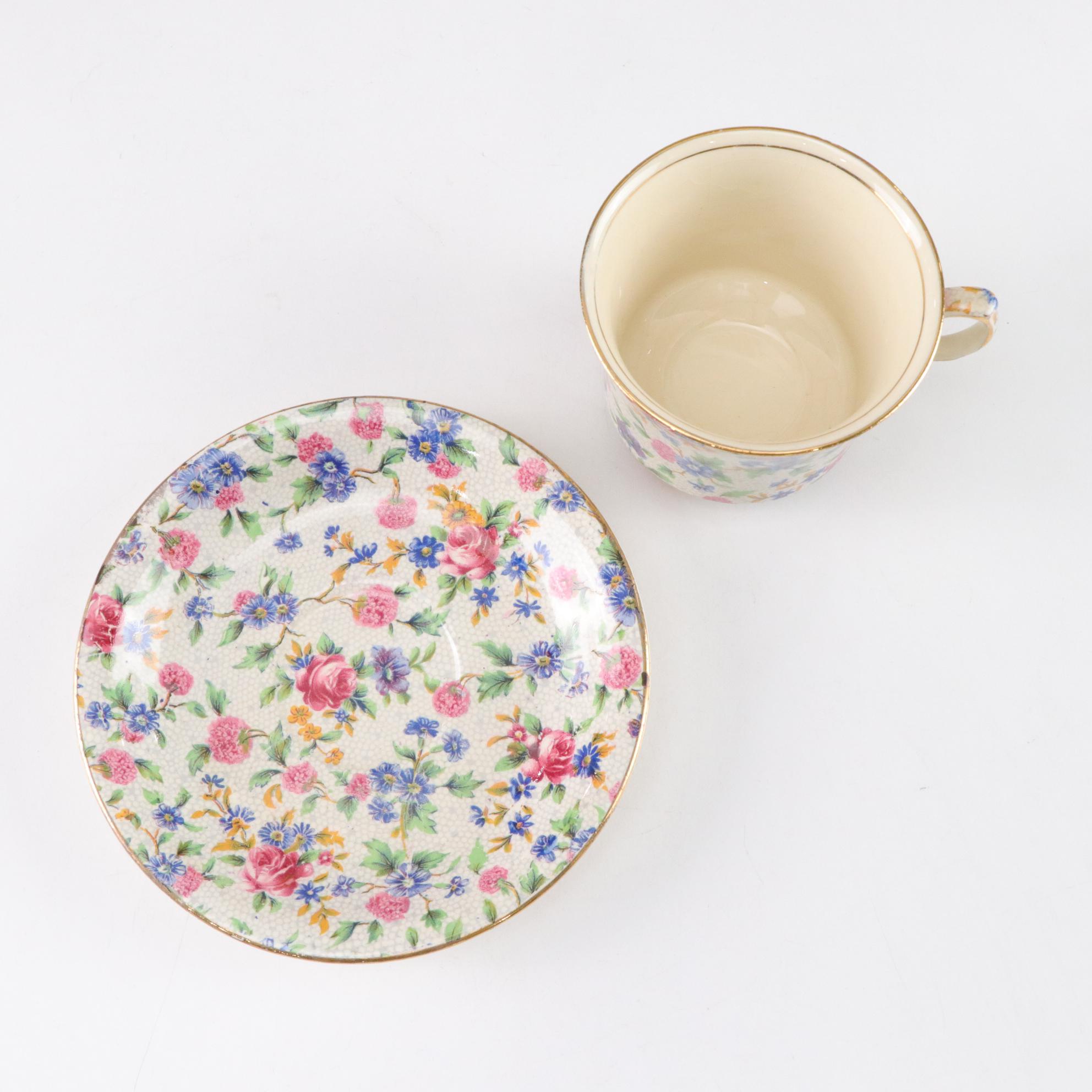 Royal Winton "Old Cottage Chintz" Grimwades Dinnerware, Mid-20th C.