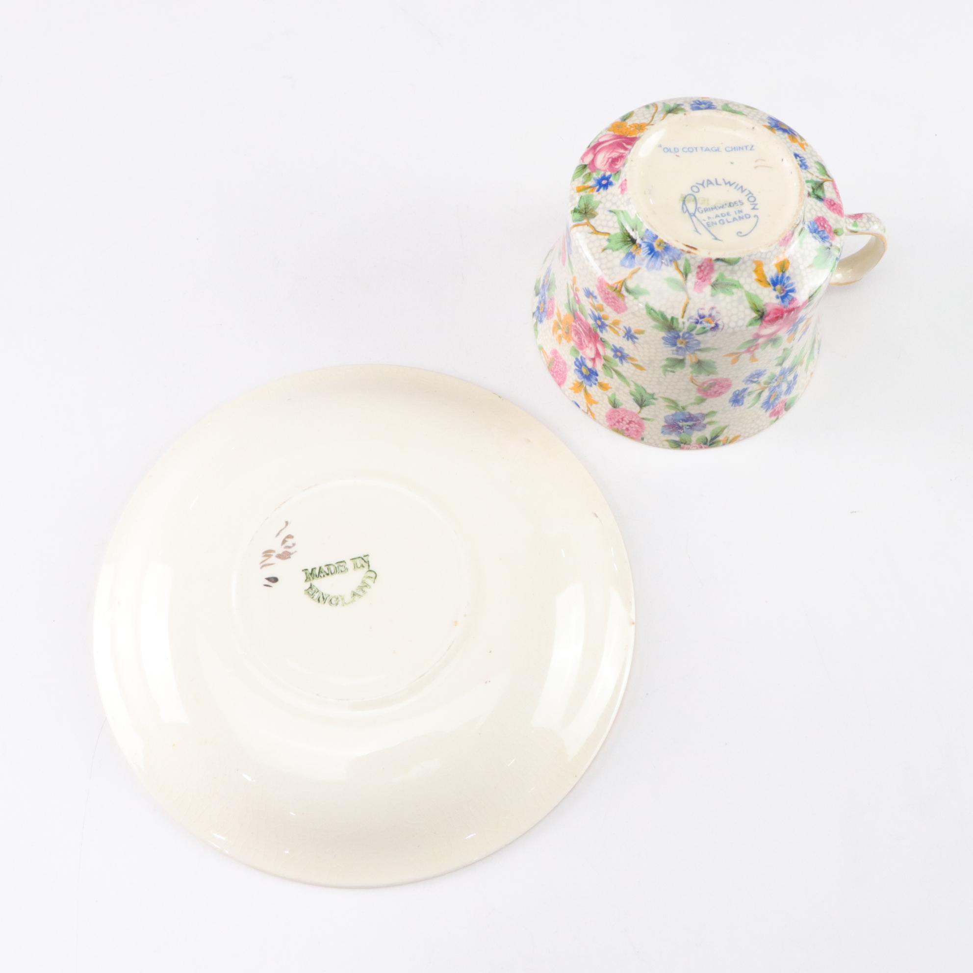 Royal Winton "Old Cottage Chintz" Grimwades Dinnerware, Mid-20th C.
