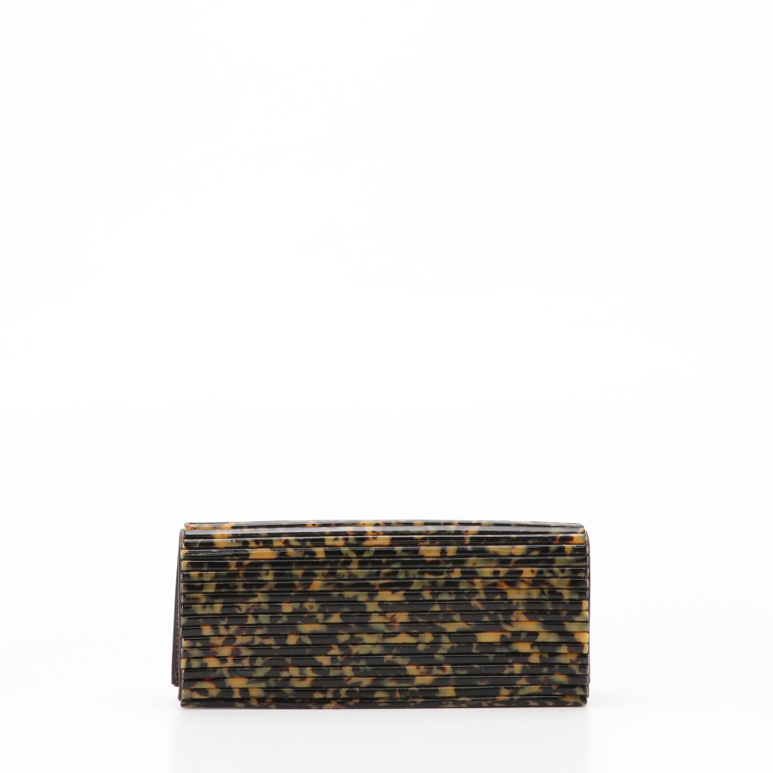Tory Burch Kerry Tortoise Resin Front-Flap Clutch