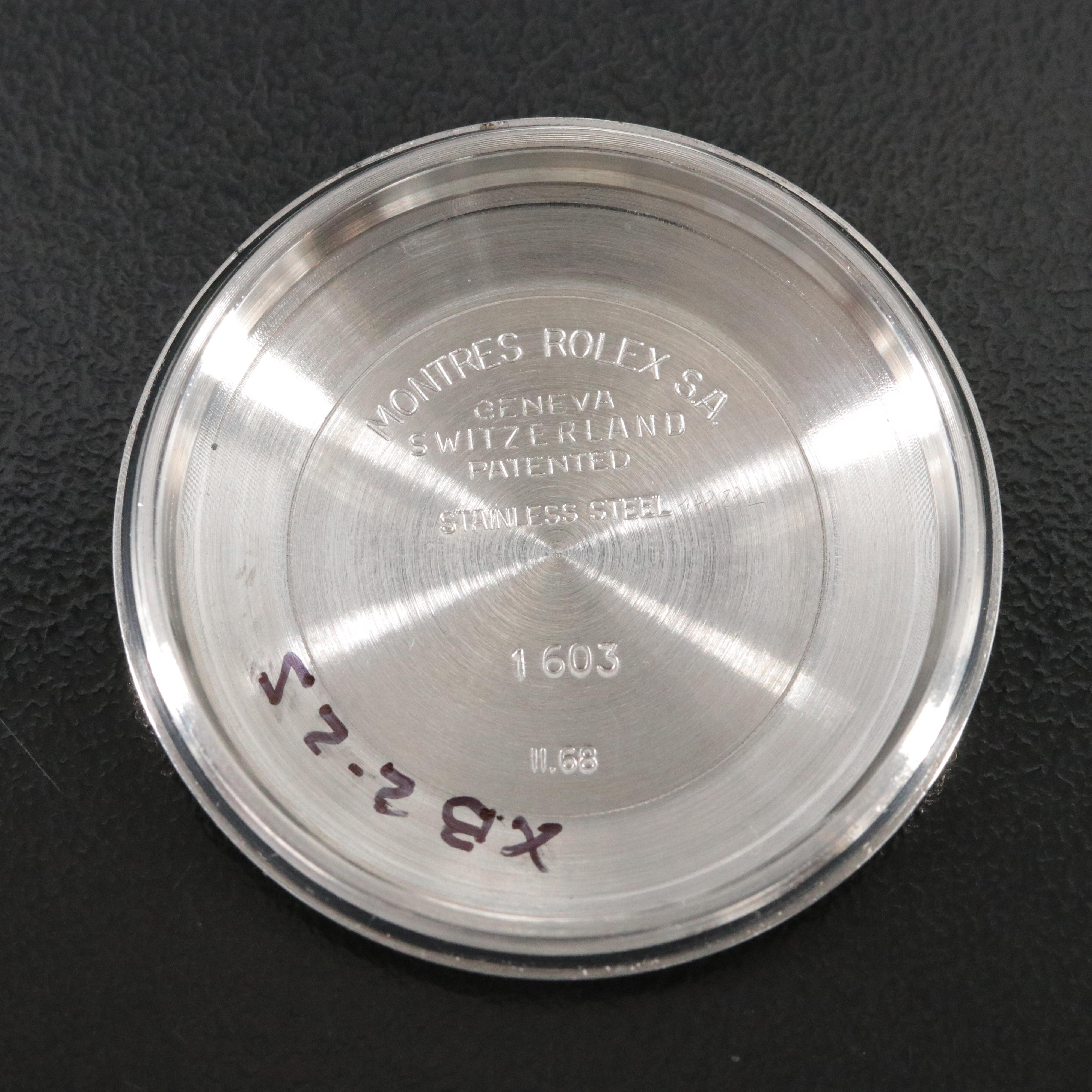 Rolex Datejust 1603 Black Dial 36mm Steel Automatic Vintage Watch