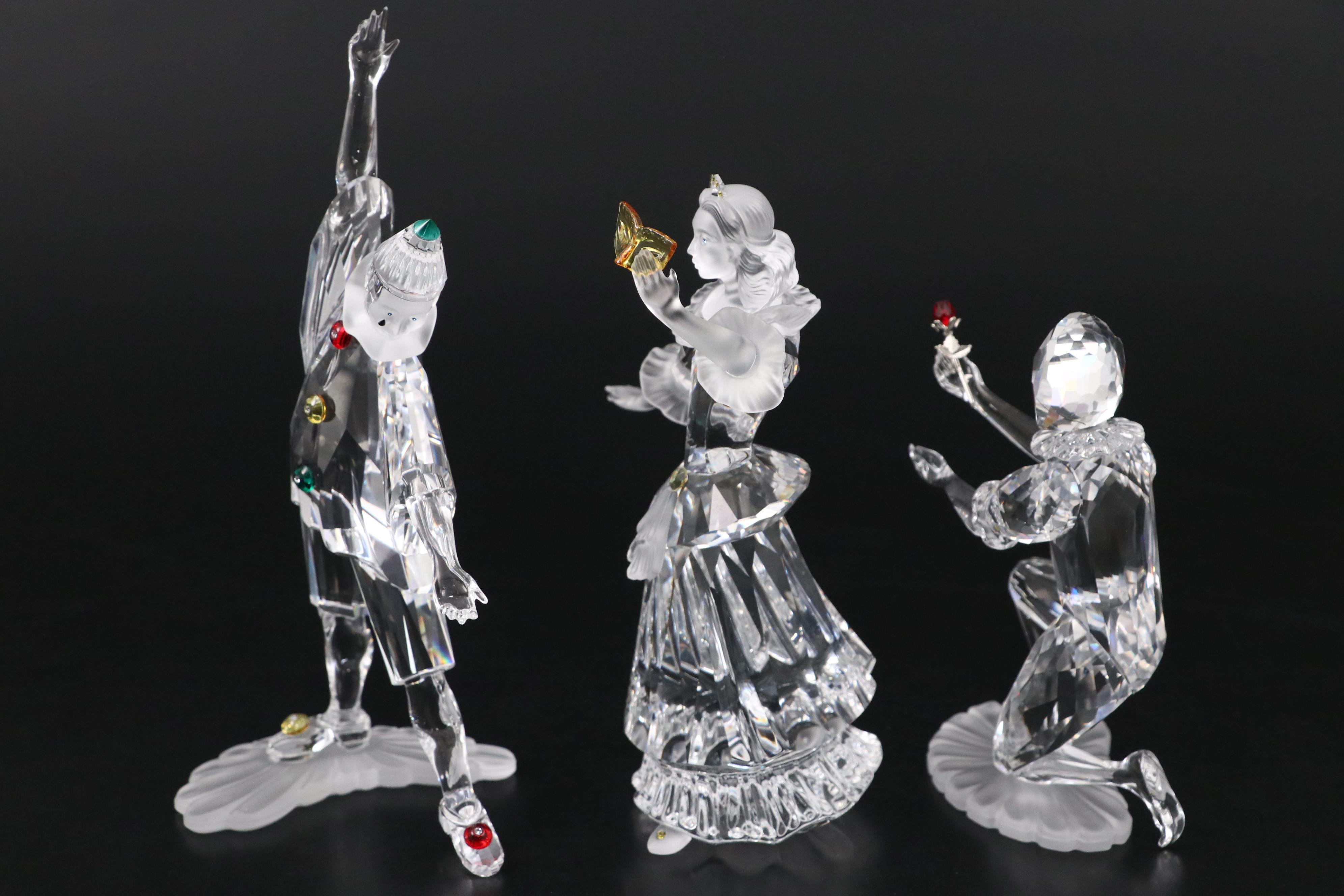 Swarovski Crystal Masquerade Figurines with Stands and Plaques