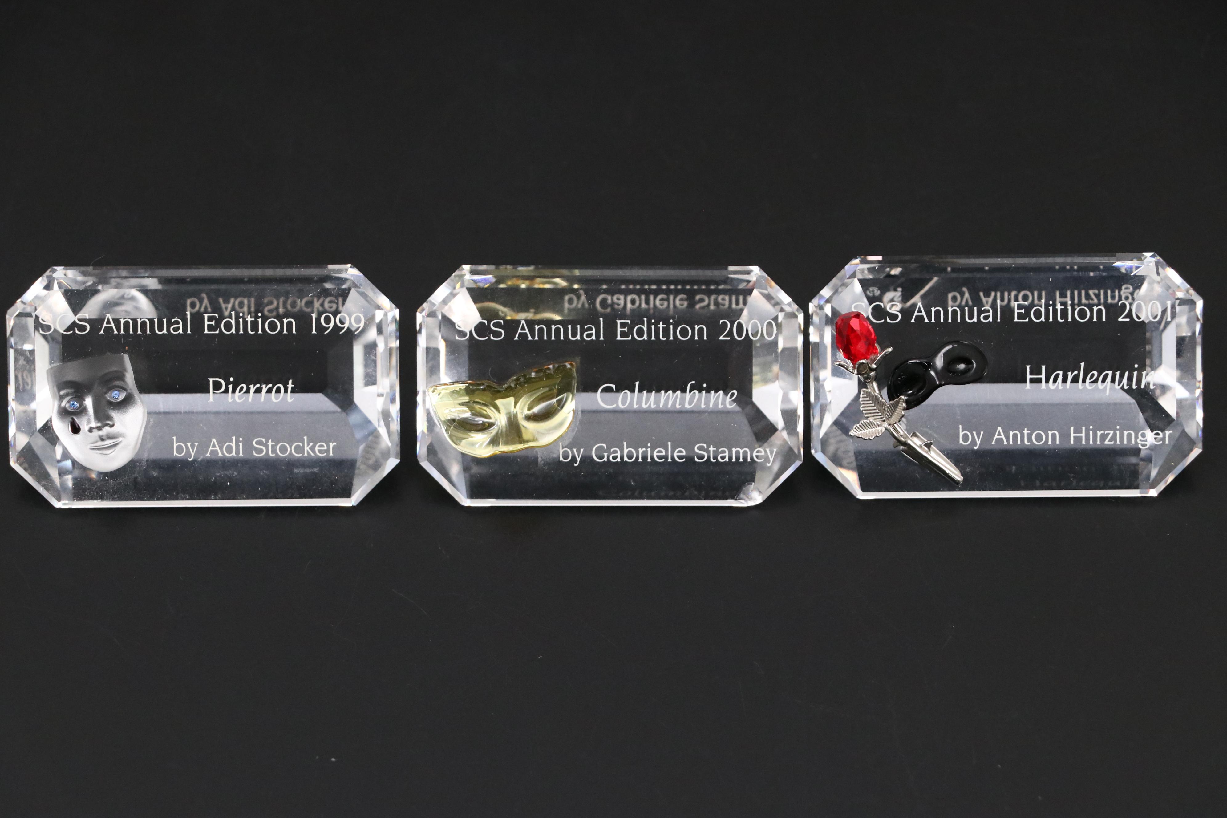Swarovski Crystal Masquerade Figurines with Stands and Plaques