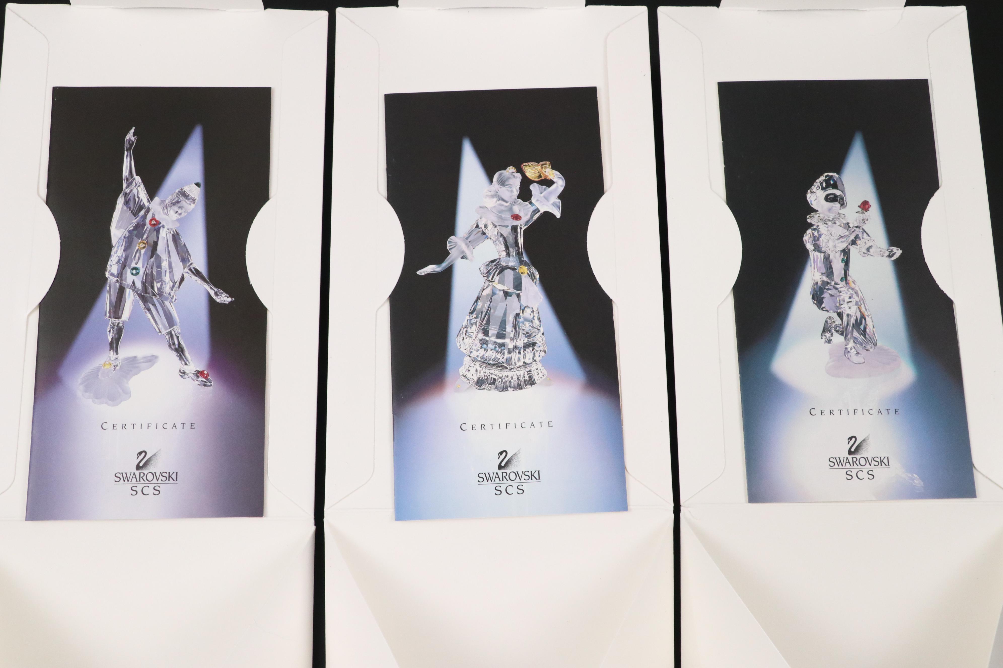 Swarovski Crystal Masquerade Figurines with Stands and Plaques