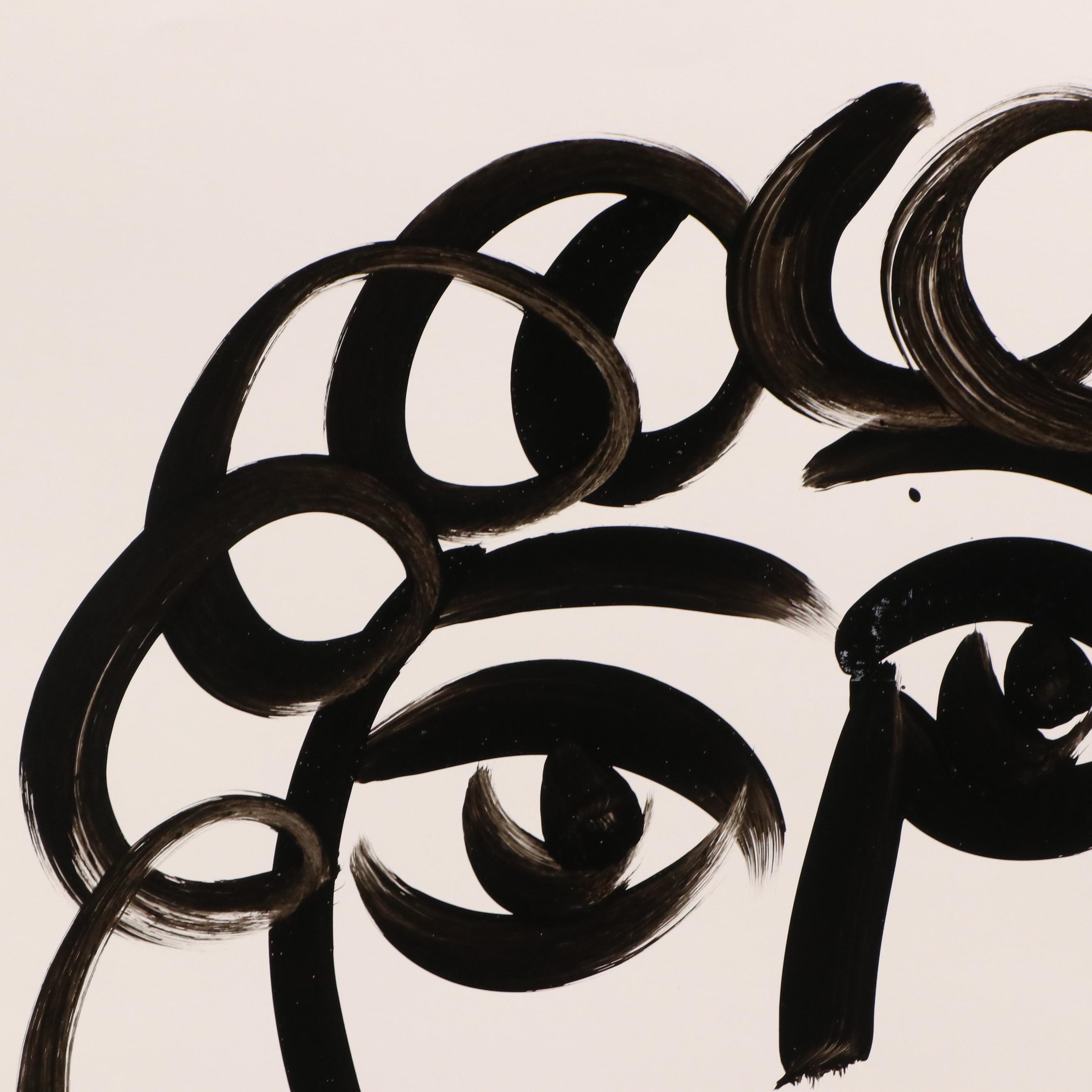 Peter Keil Abstract Acrylic Portrait Painting, Late 20th Century