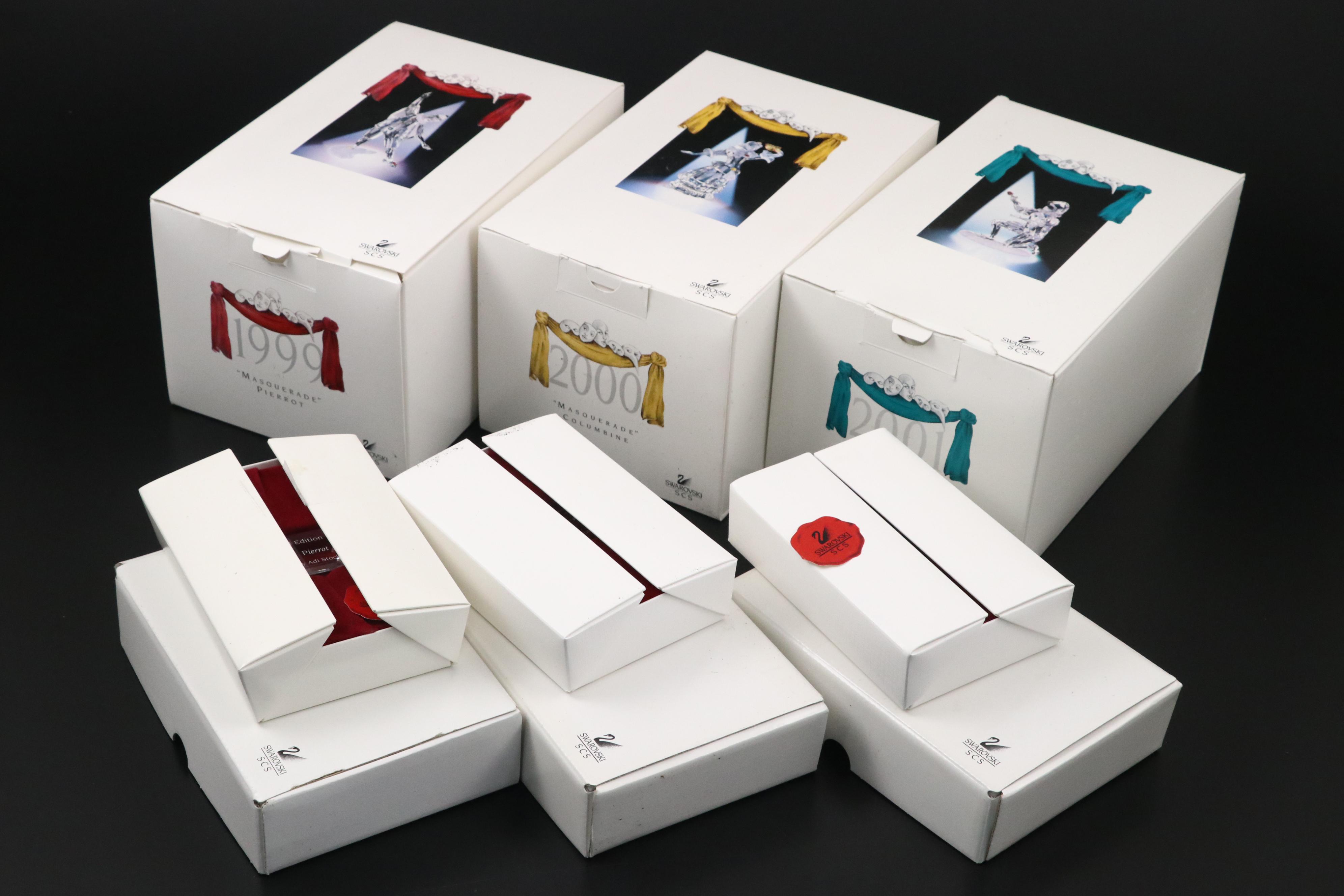 Swarovski Crystal Masquerade Figurines with Stands and Plaques