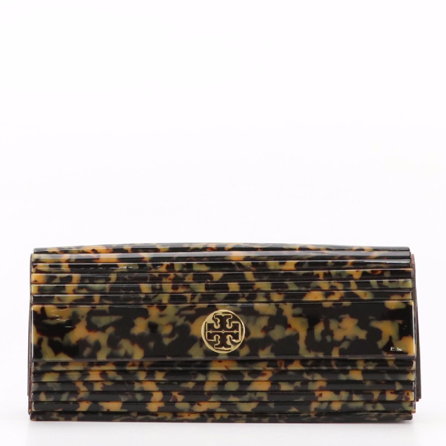 Tory Burch Kerry Tortoise Resin Front-Flap Clutch