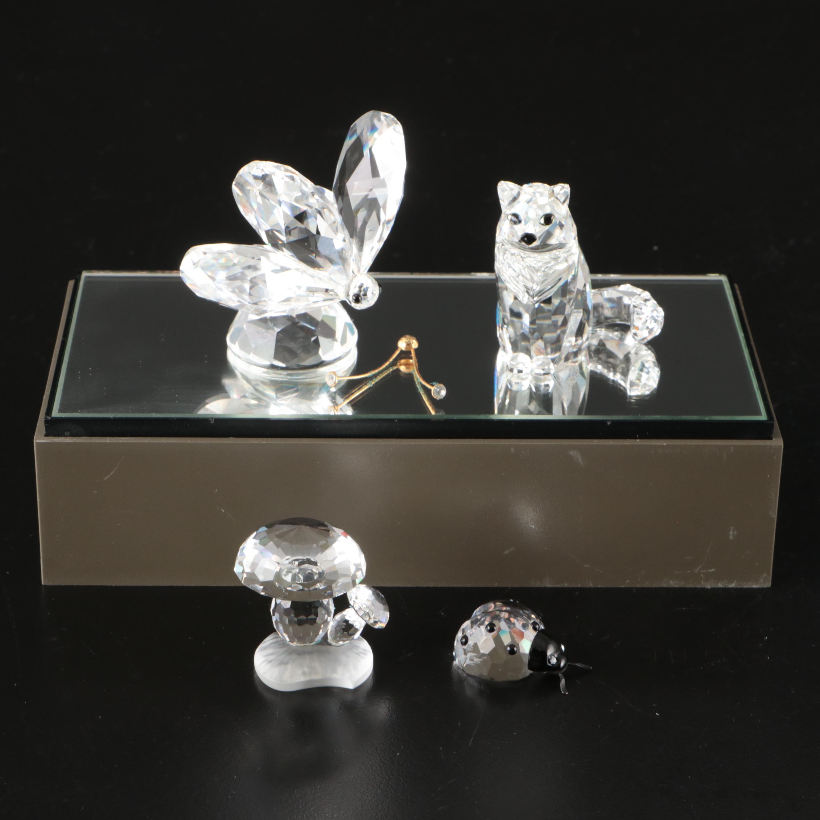 Swarovski Crystal Animal and Nature Figurines with Mirrored Stand