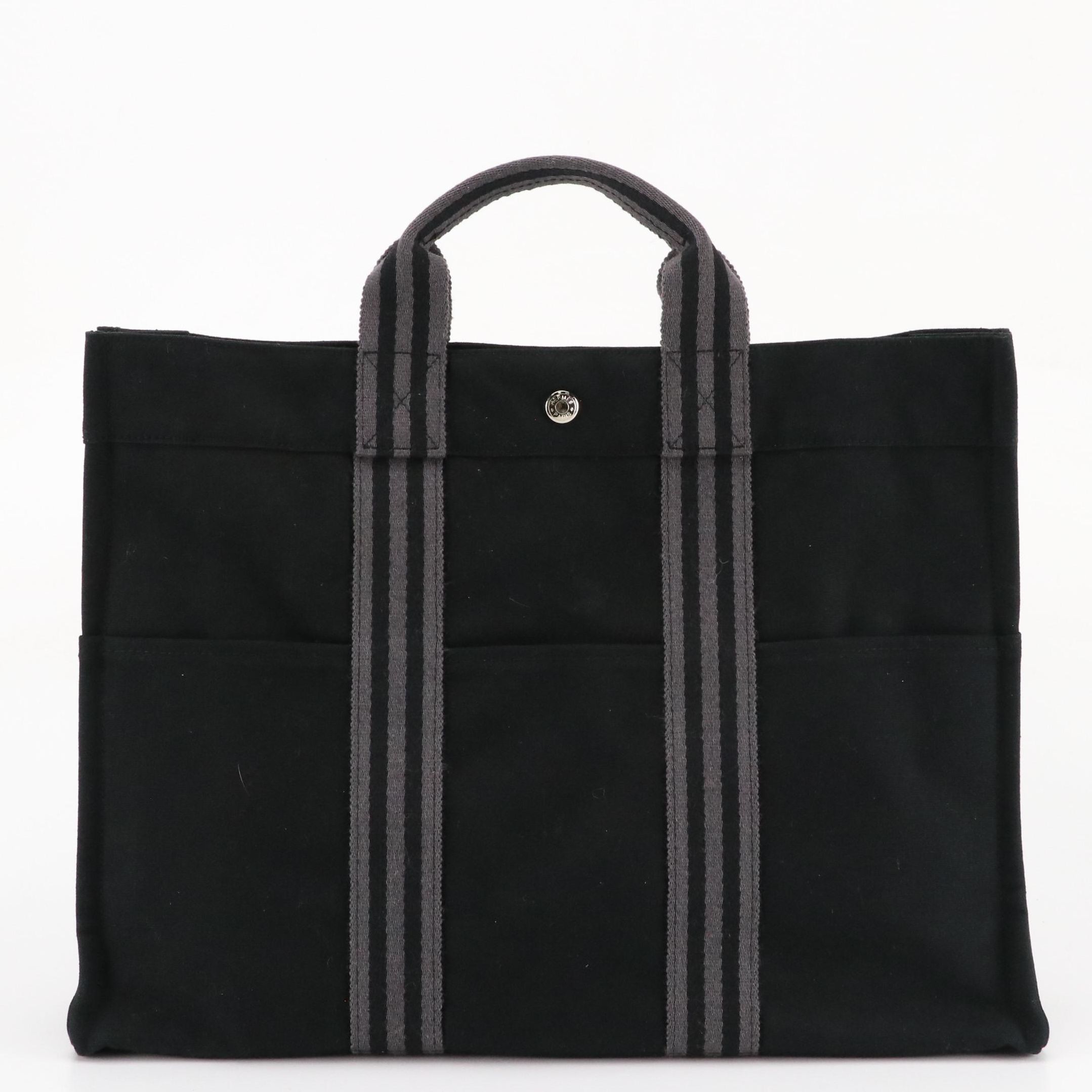 Hermès Cotton Canvas Fourre-Tout MM in Black/Grey