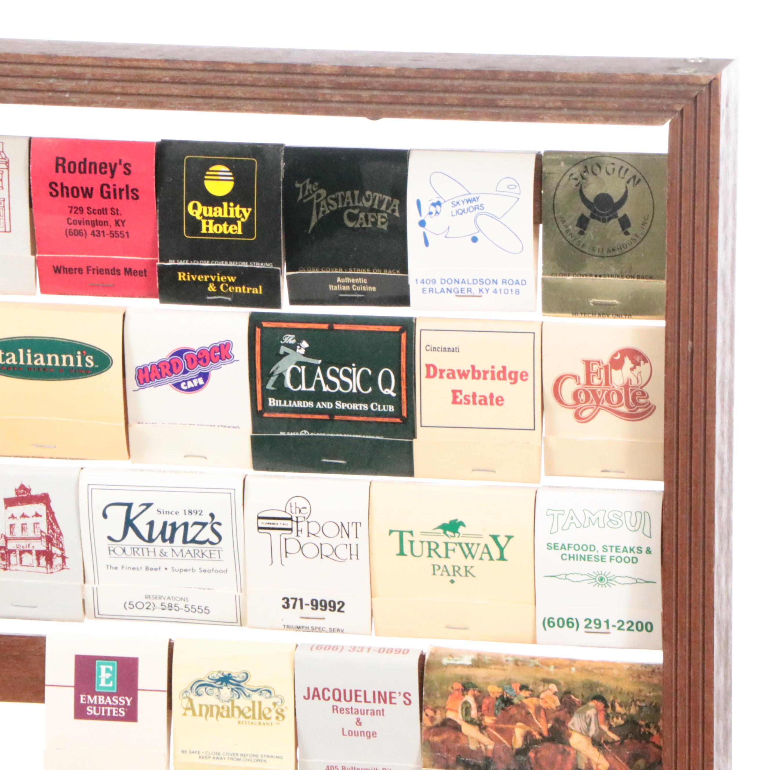 Wooden Wall Hanging Display Cabinet with Matchbooks, Mid to Late 20th Century