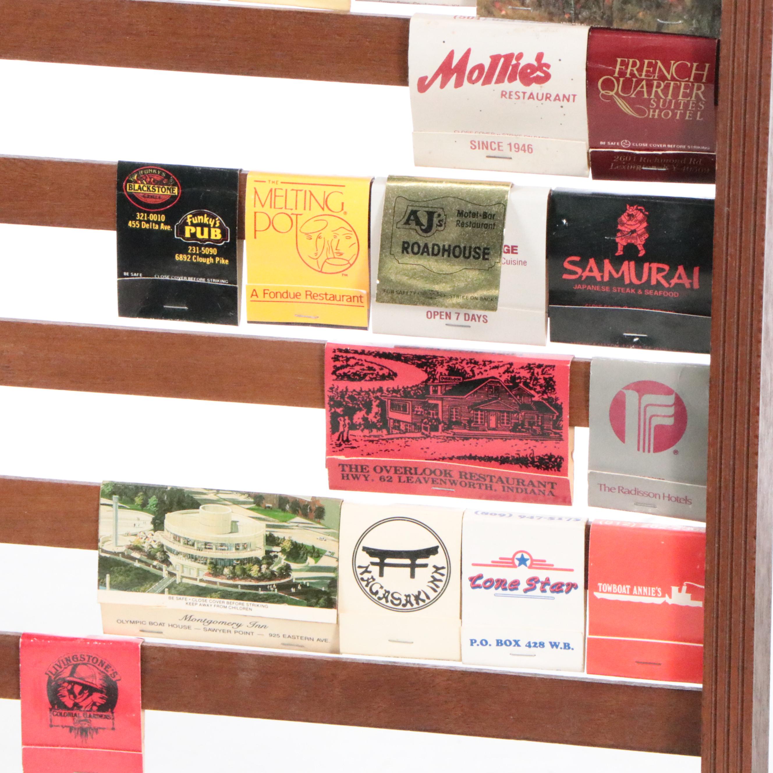 Wooden Wall Hanging Display Cabinet with Matchbooks, Mid to Late 20th Century