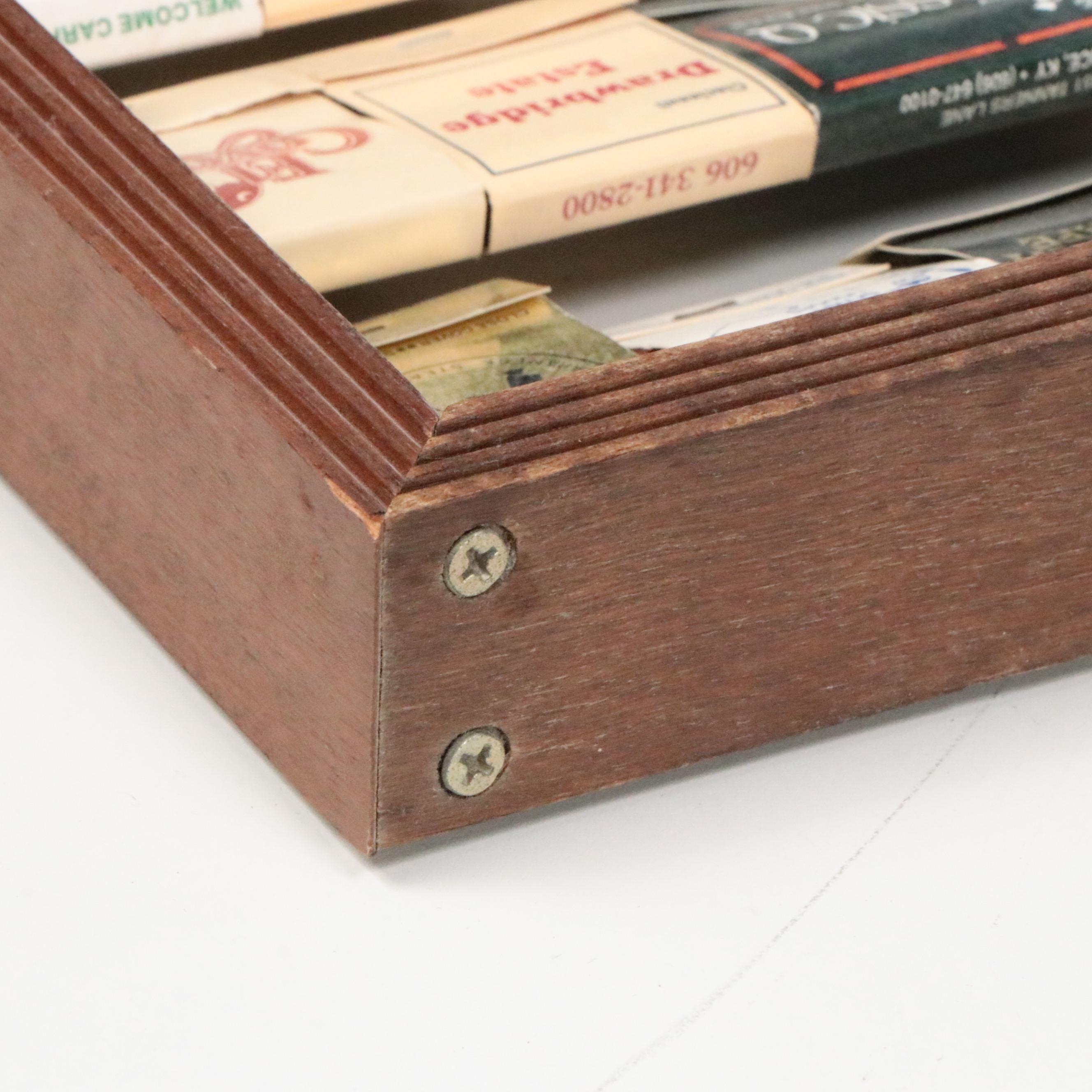 Wooden Wall Hanging Display Cabinet with Matchbooks, Mid to Late 20th Century
