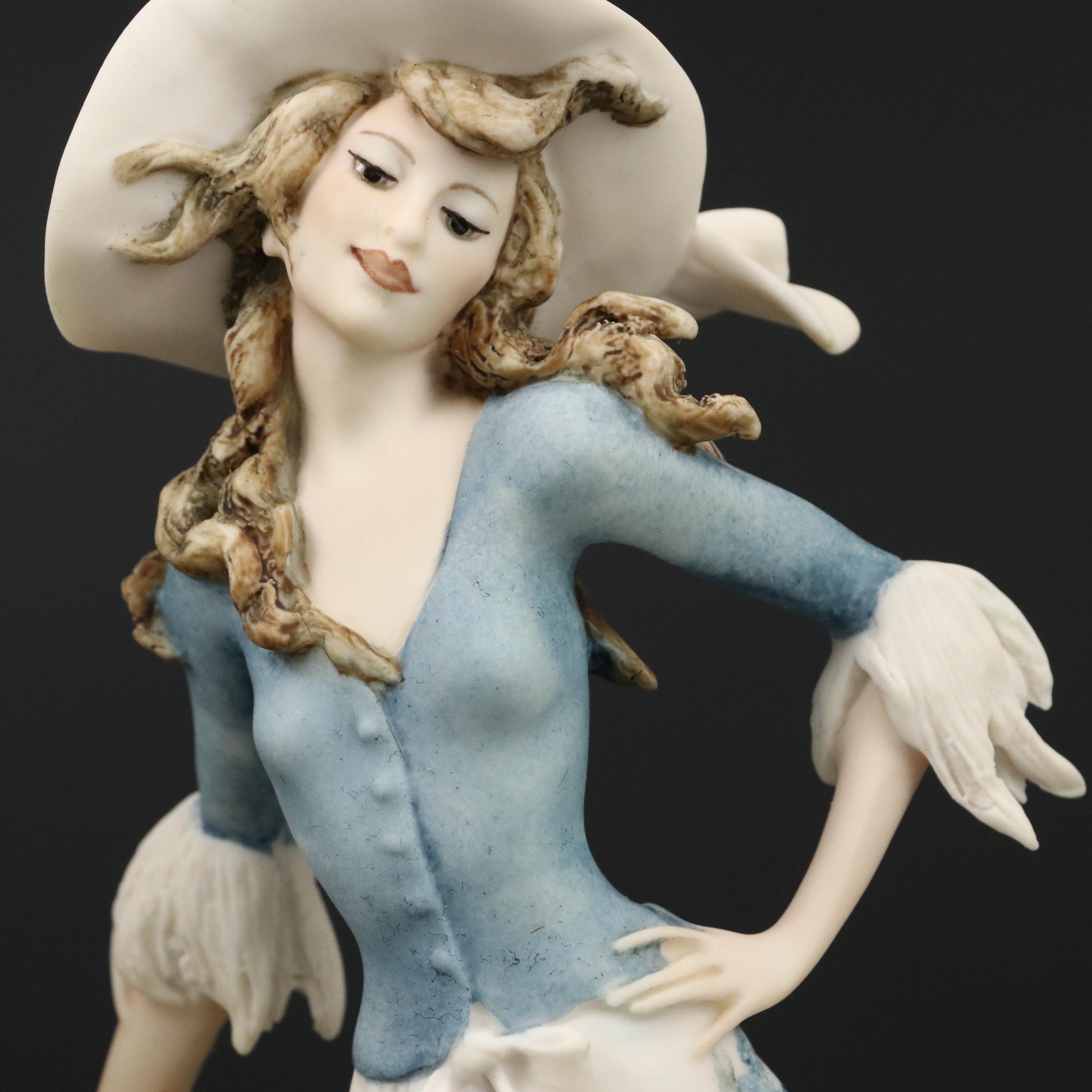 Giuseppe Armani "Lady Jane" and "Arianna" Porcelain Figurines with Wood Bases