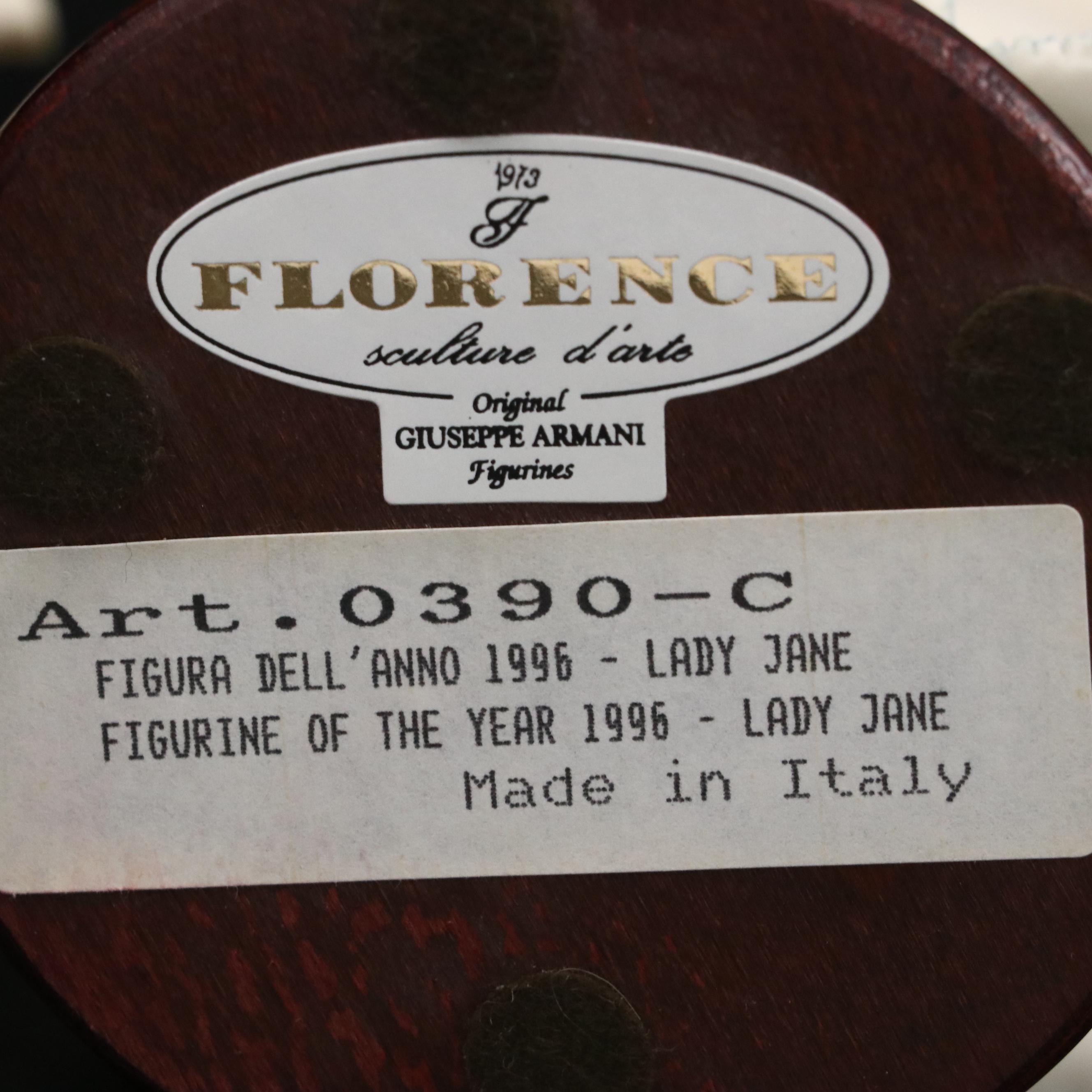 Giuseppe Armani "Lady Jane" and "Arianna" Porcelain Figurines with Wood Bases