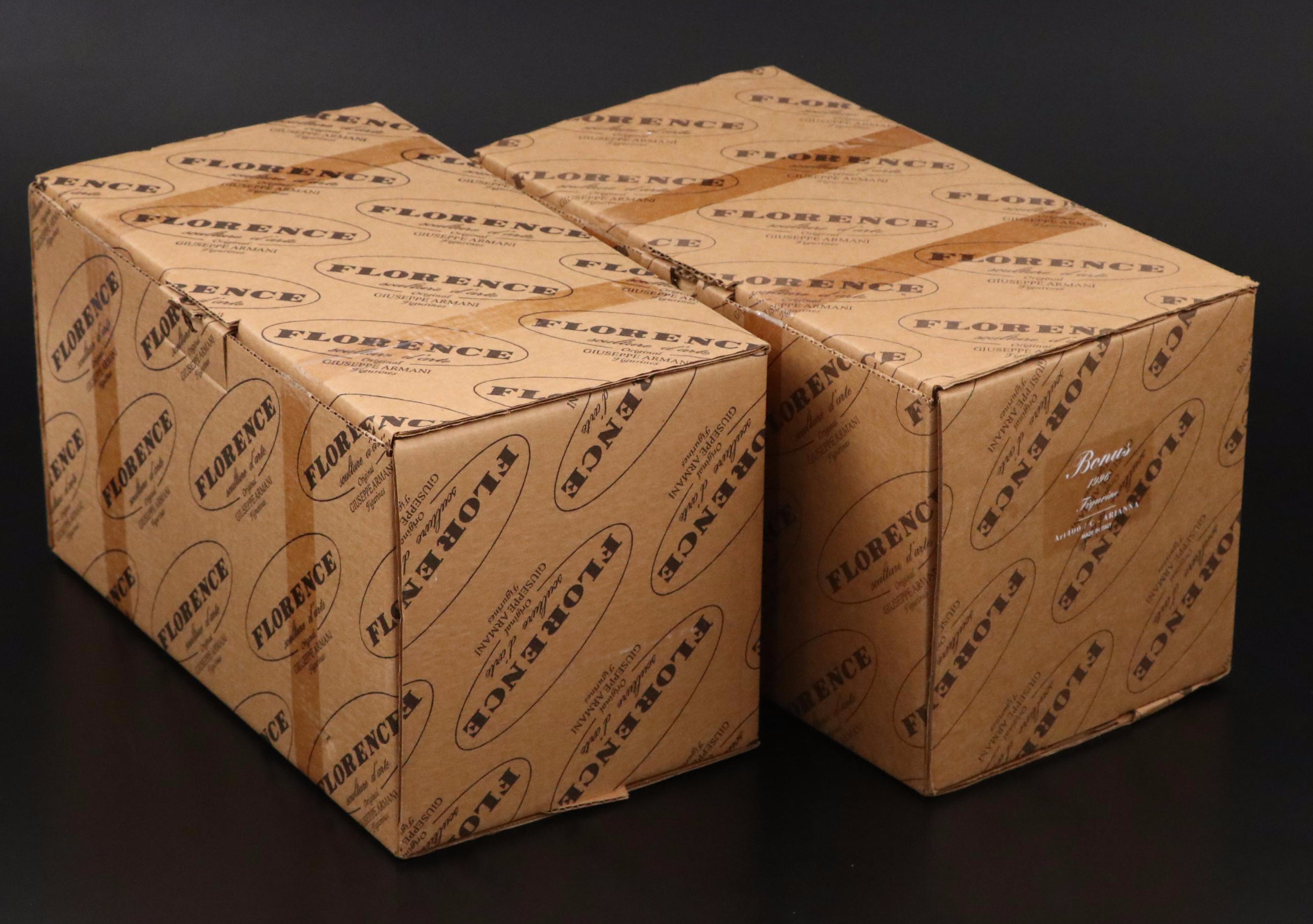 Giuseppe Armani "Lady Jane" and "Arianna" Porcelain Figurines with Wood Bases