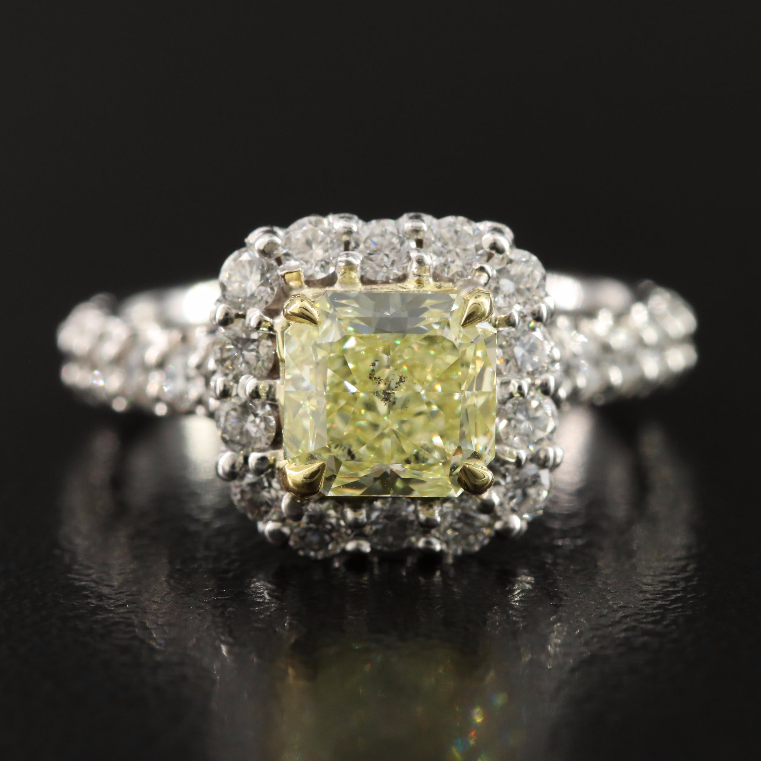 14K 2.40 CTW Diamond Ring with Online GIA Report and Fancy Center