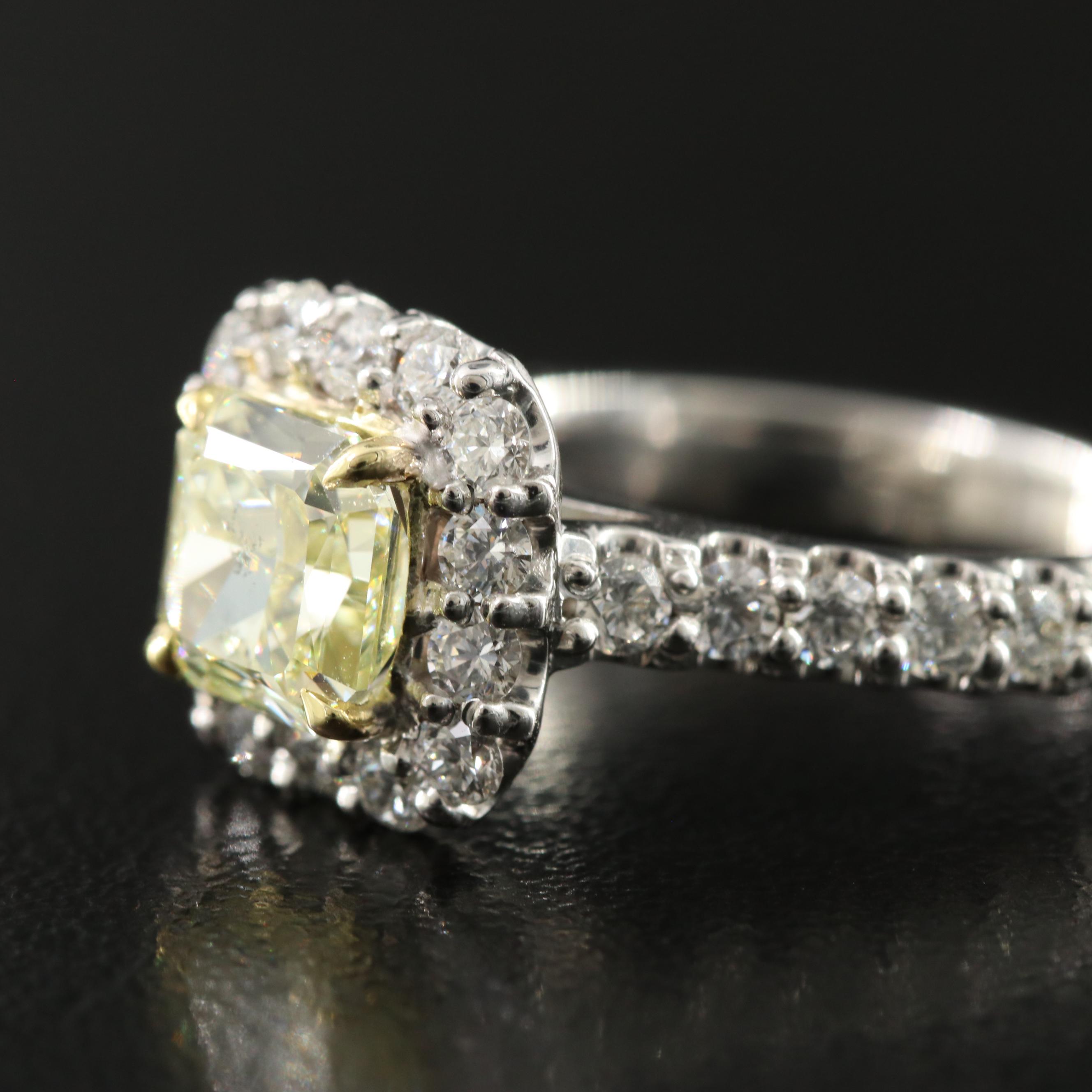 14K 2.40 CTW Diamond Ring with Online GIA Report and Fancy Center