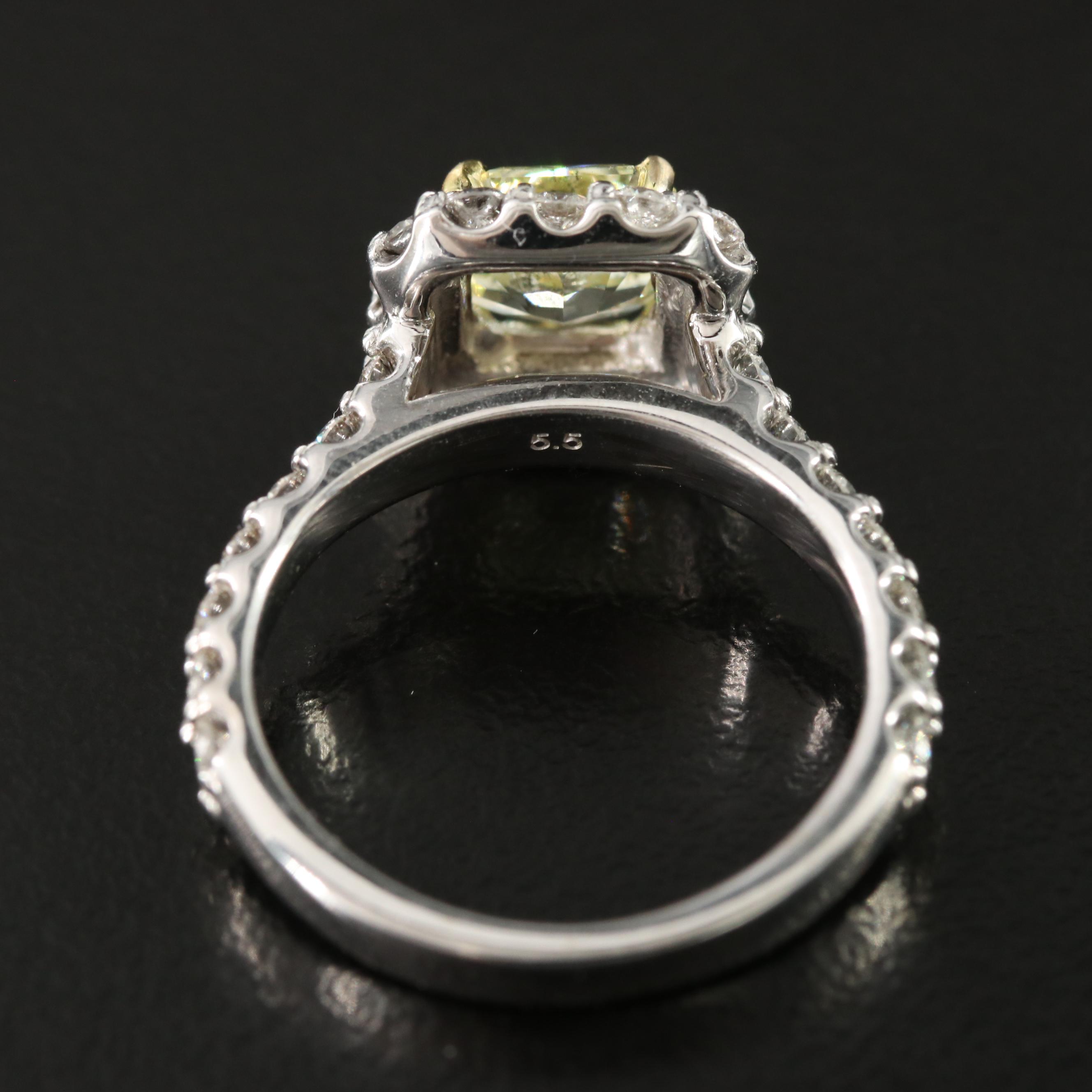 14K 2.40 CTW Diamond Ring with Online GIA Report and Fancy Center