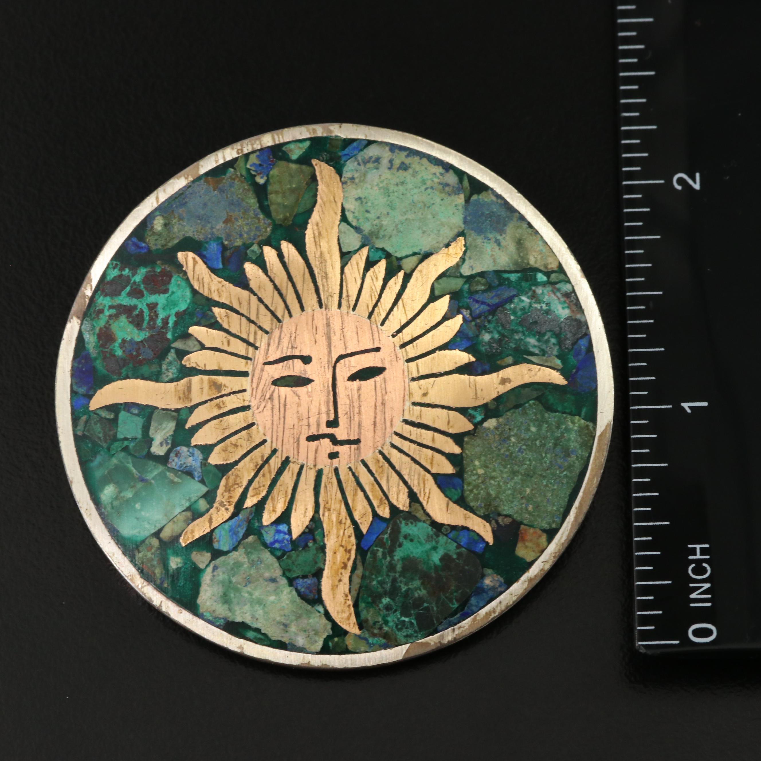 Mexican Sterling Inlay Converter Brooches