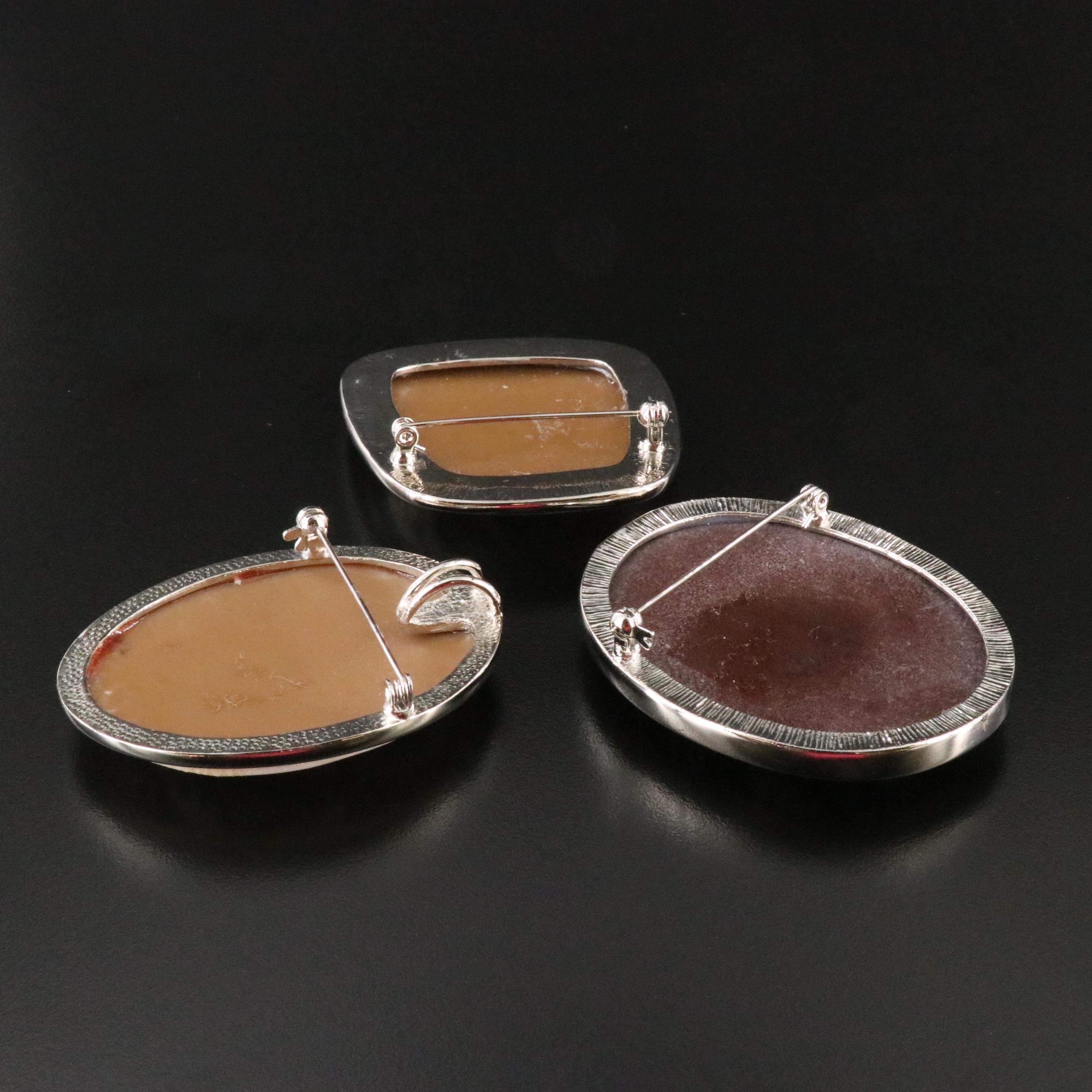 Vintage Cameo Brooch Trio