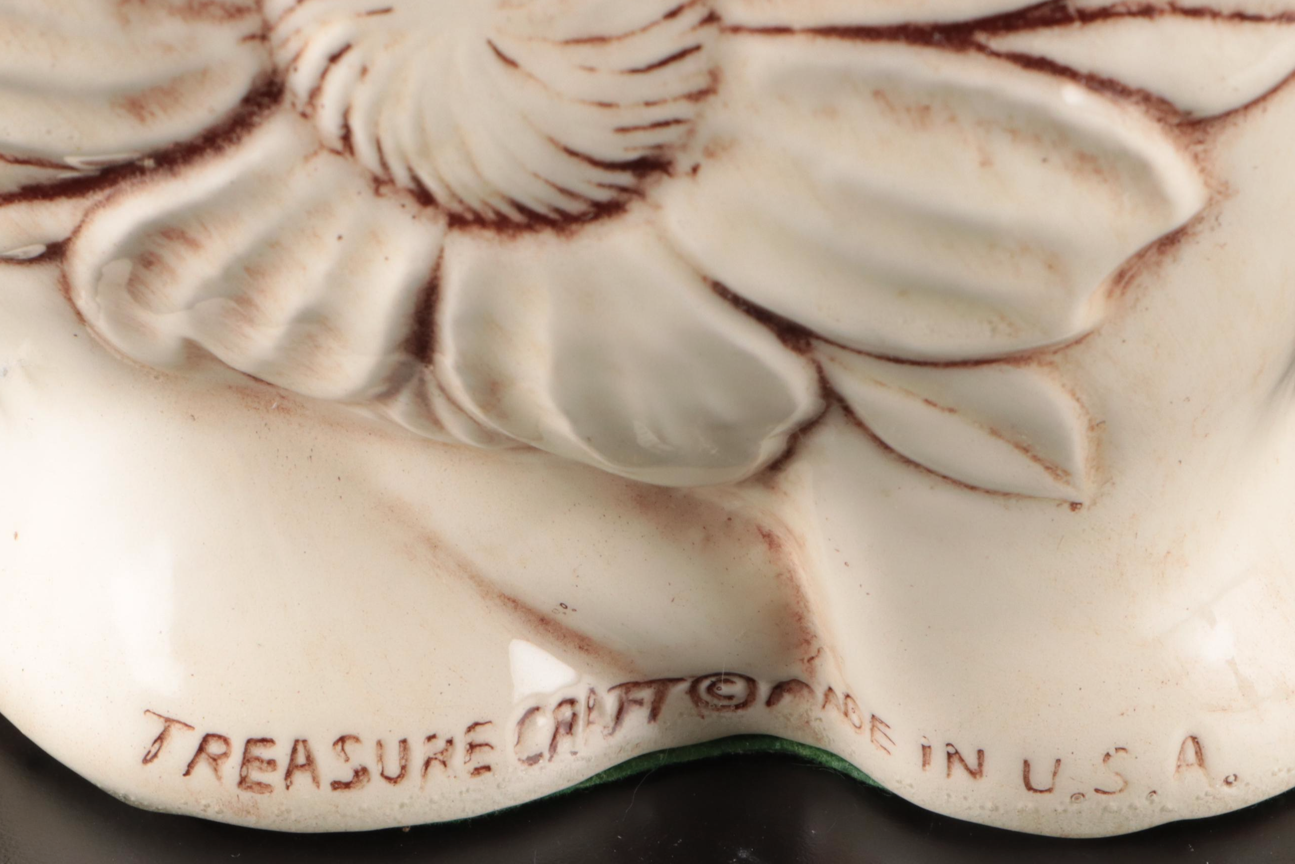 Treasure Craft Ceramic Cow Planter, Ceramic Rooster, and Wooden Hanging Key