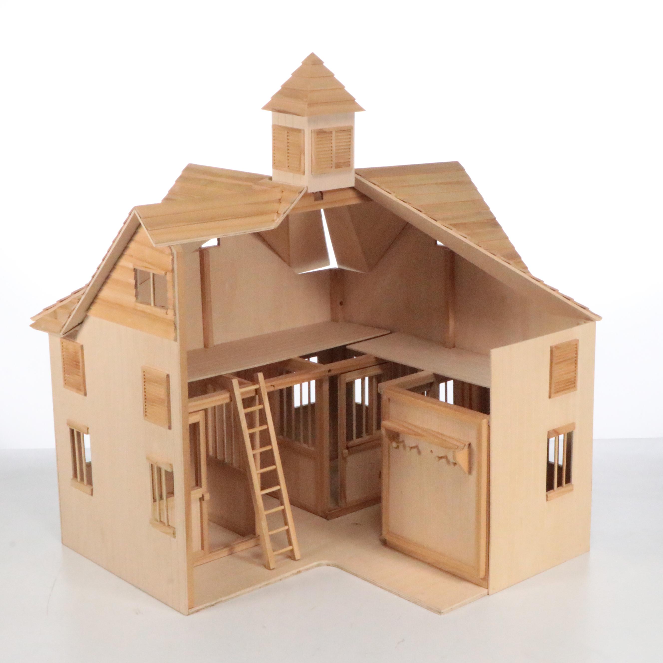 Handmade Wooden Dollhouse Horse Barn