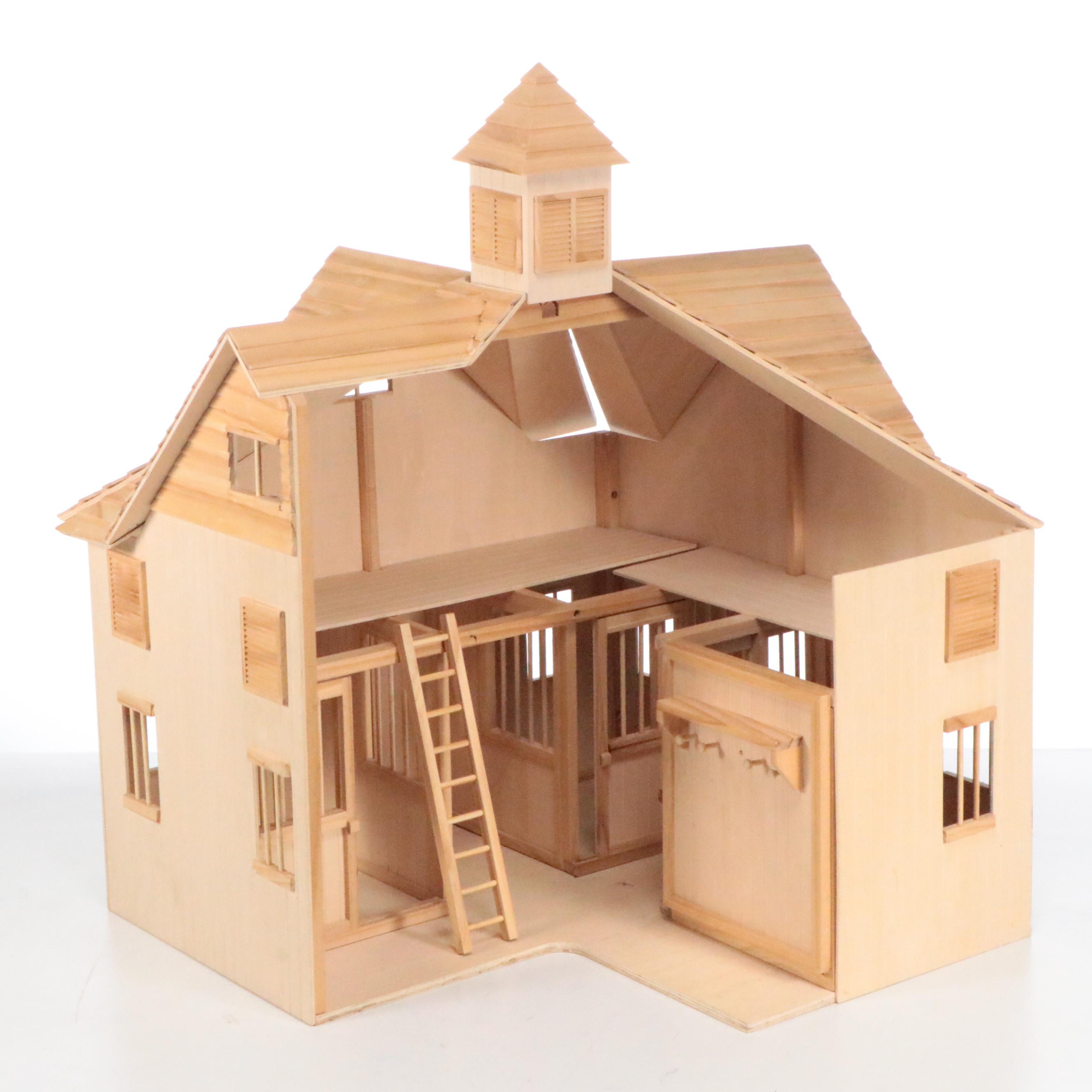 Handmade Wooden Dollhouse Horse Barn