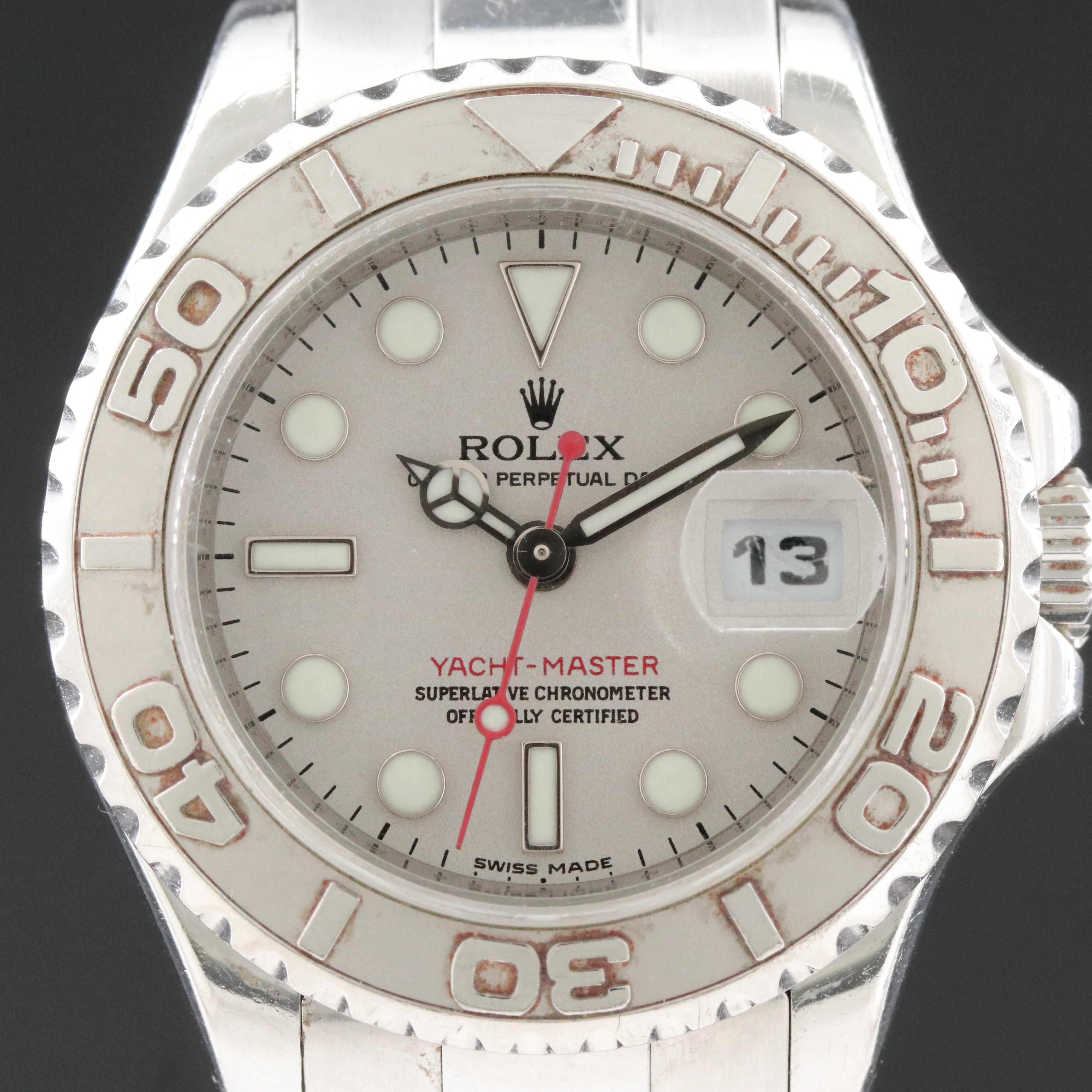 Rolex Yacht-Master 169622 Platinum Dial 29mm Steel Automatic Watch
