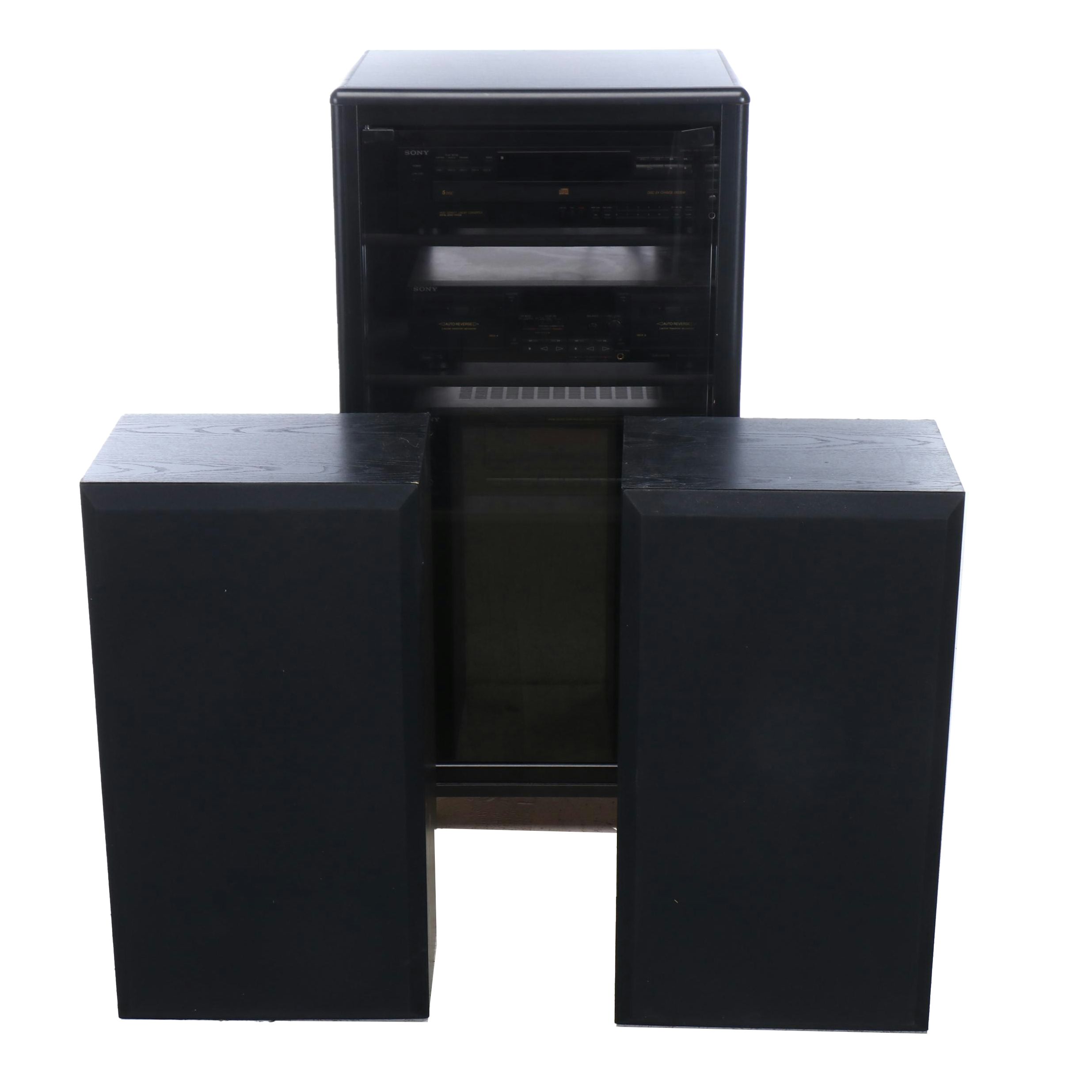 Sony CD and Cassette Players, CD Case, and Speakers
