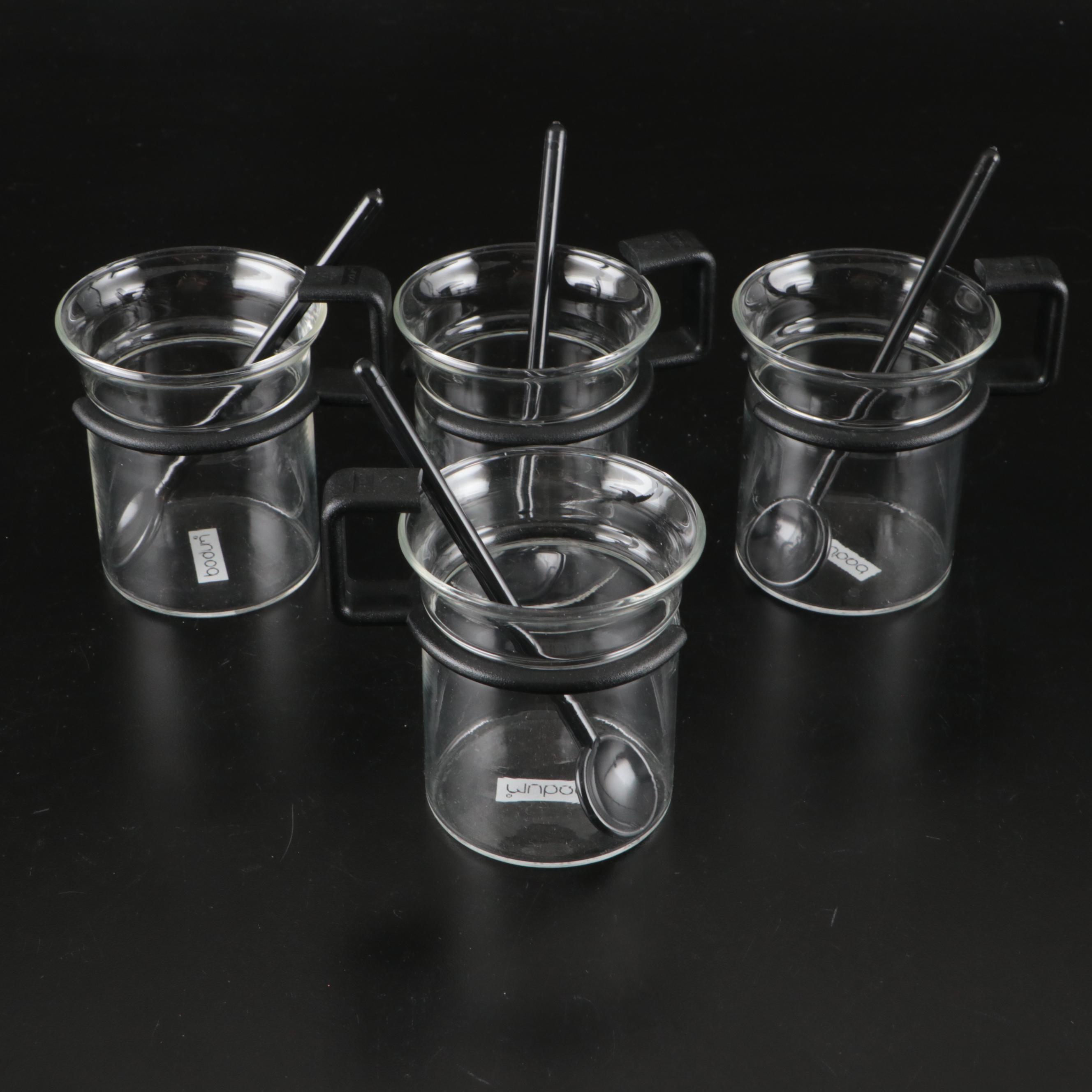 Metal Nut Chopper, Bodum Glass Cups, and Cork Coasters