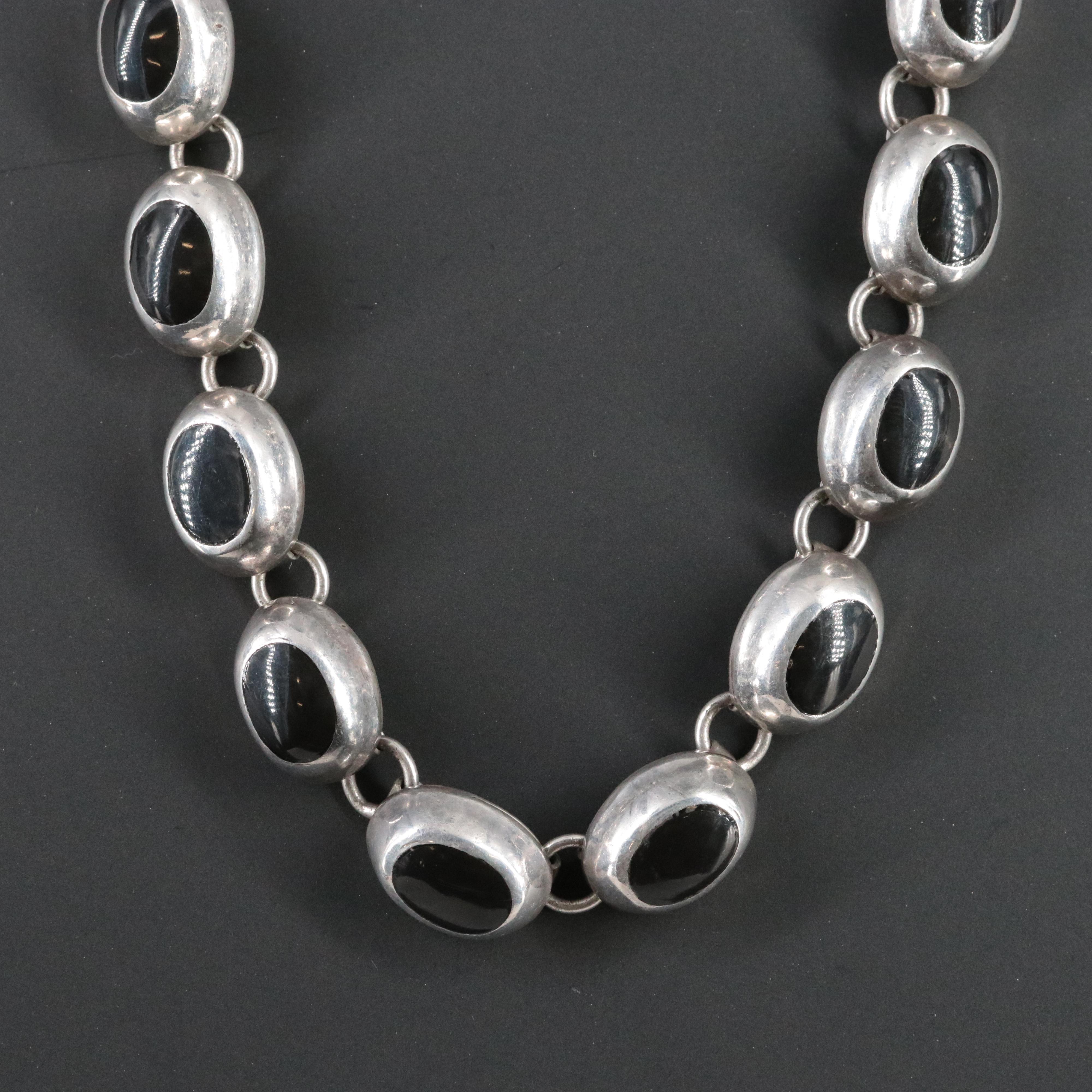 Sterling Enamel Oval Link Necklace