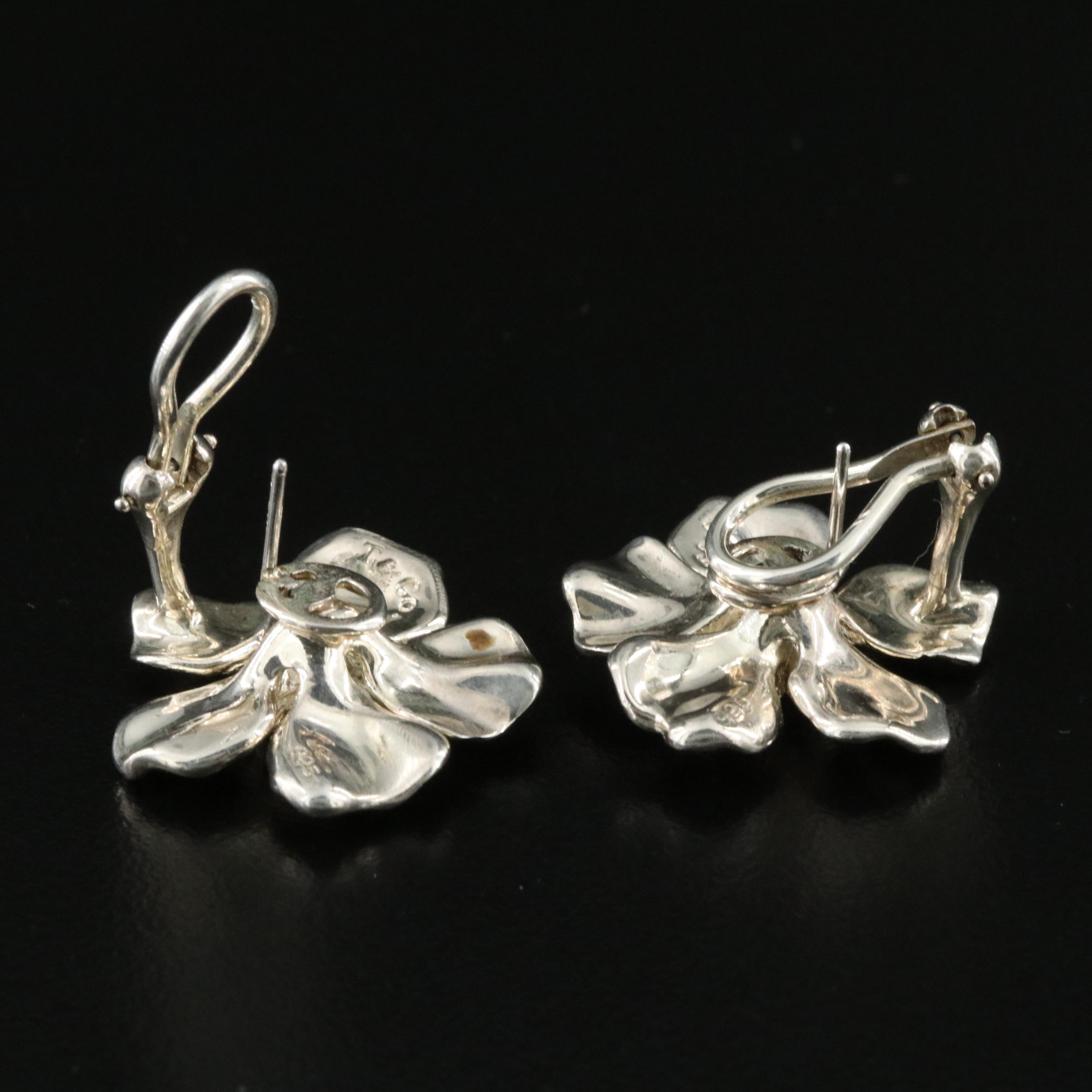 Tiffany & Co. Sterling Wild Rose Flower Earrings