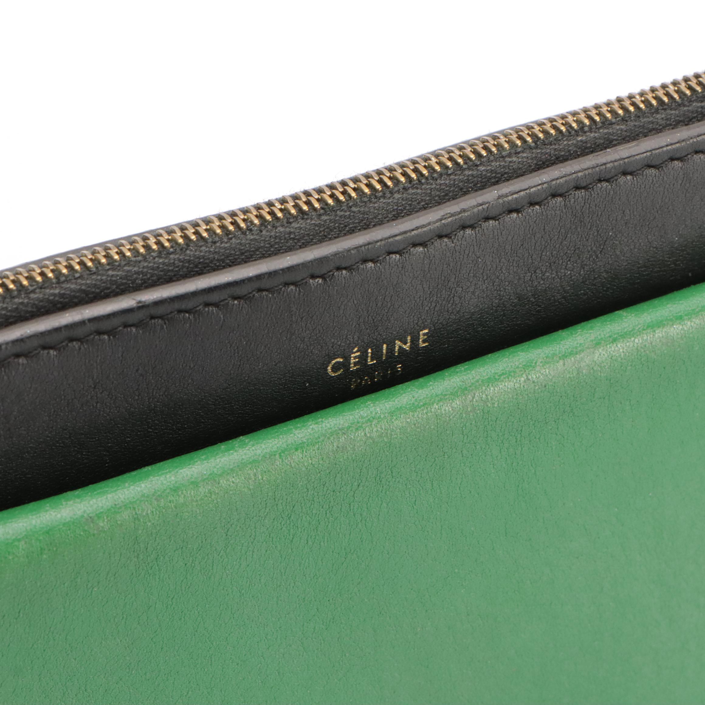 Céline Tricolor Leather Pocket Envelope Clutch on Chain