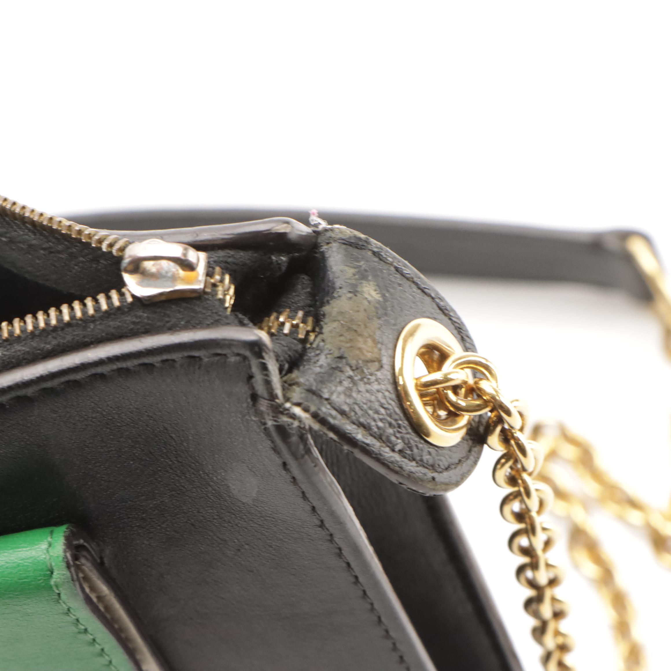 Céline Tricolor Leather Pocket Envelope Clutch on Chain