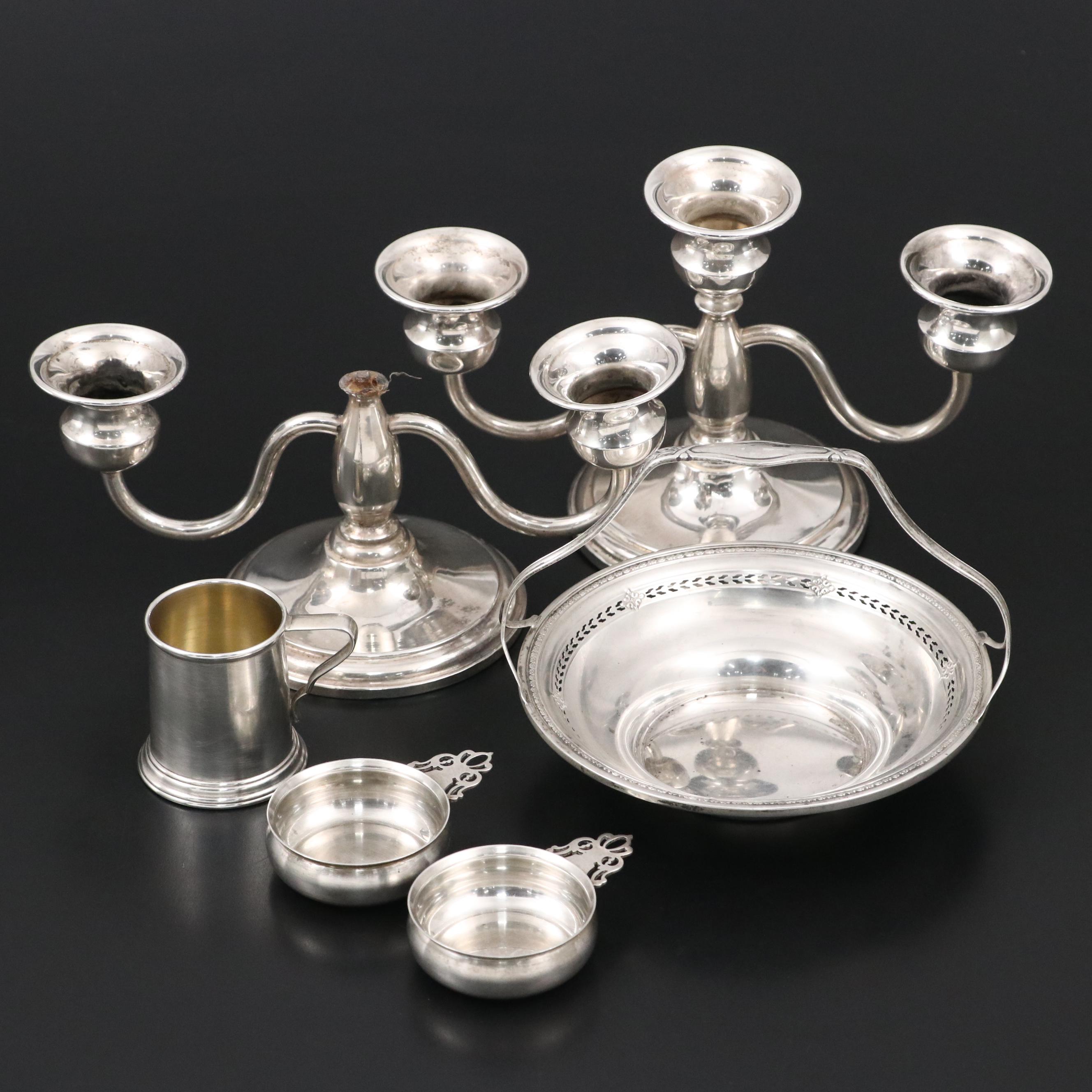 Watson Sterling Silver Pierced Bonbon Basket and Other Table Accessories