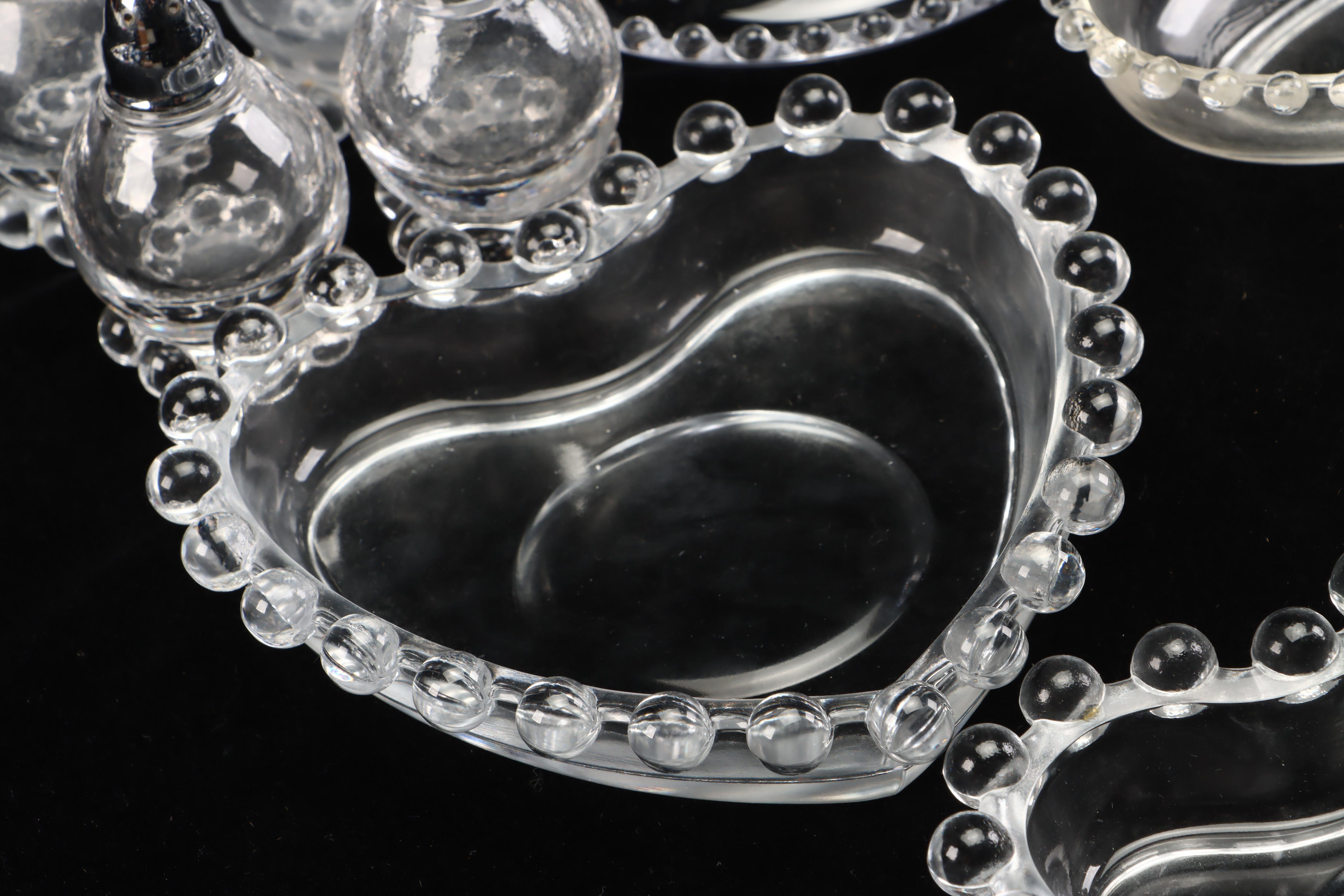 Hobnail Glass Vase, Candle Holders, and Other Table Accessories