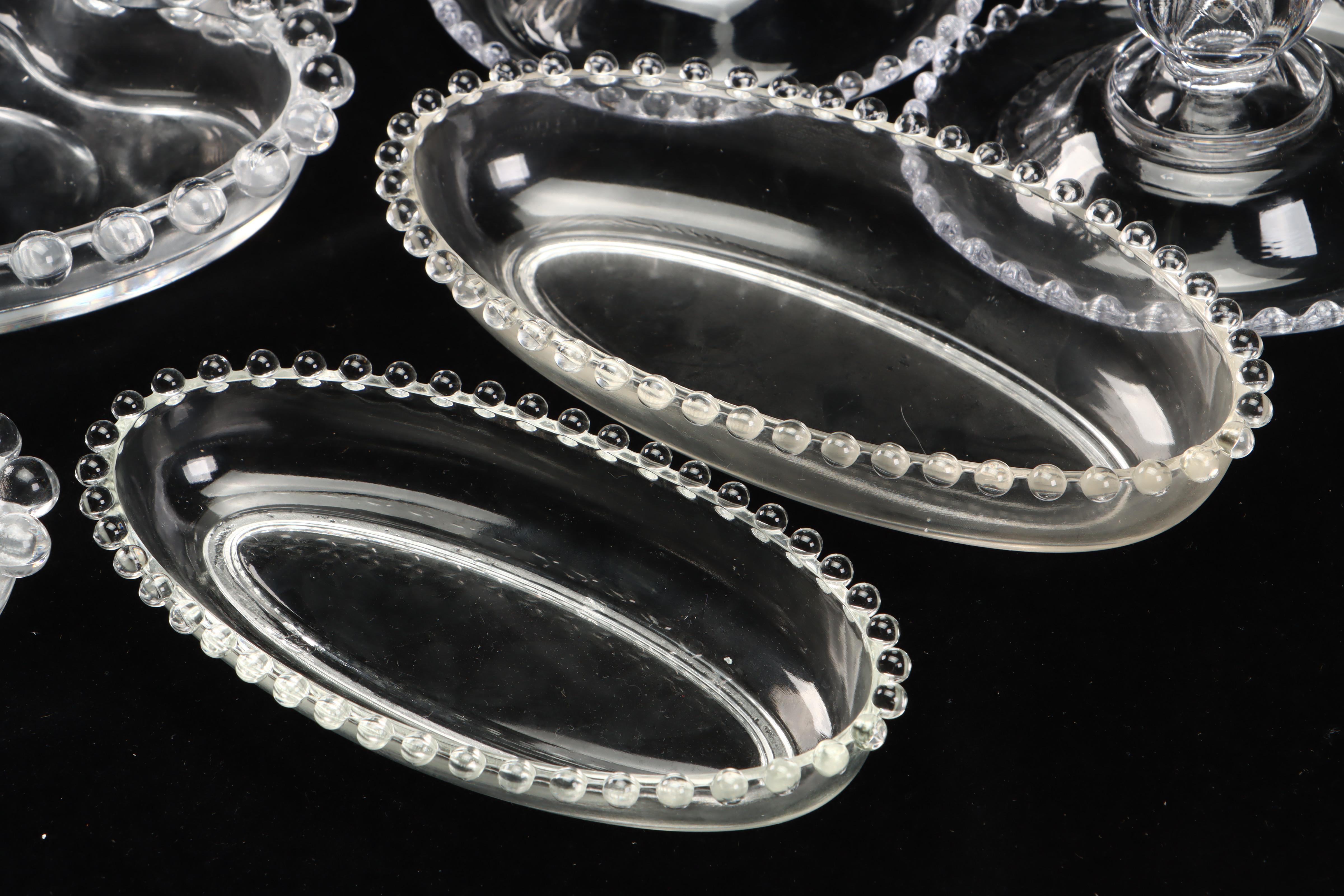 Hobnail Glass Vase, Candle Holders, and Other Table Accessories