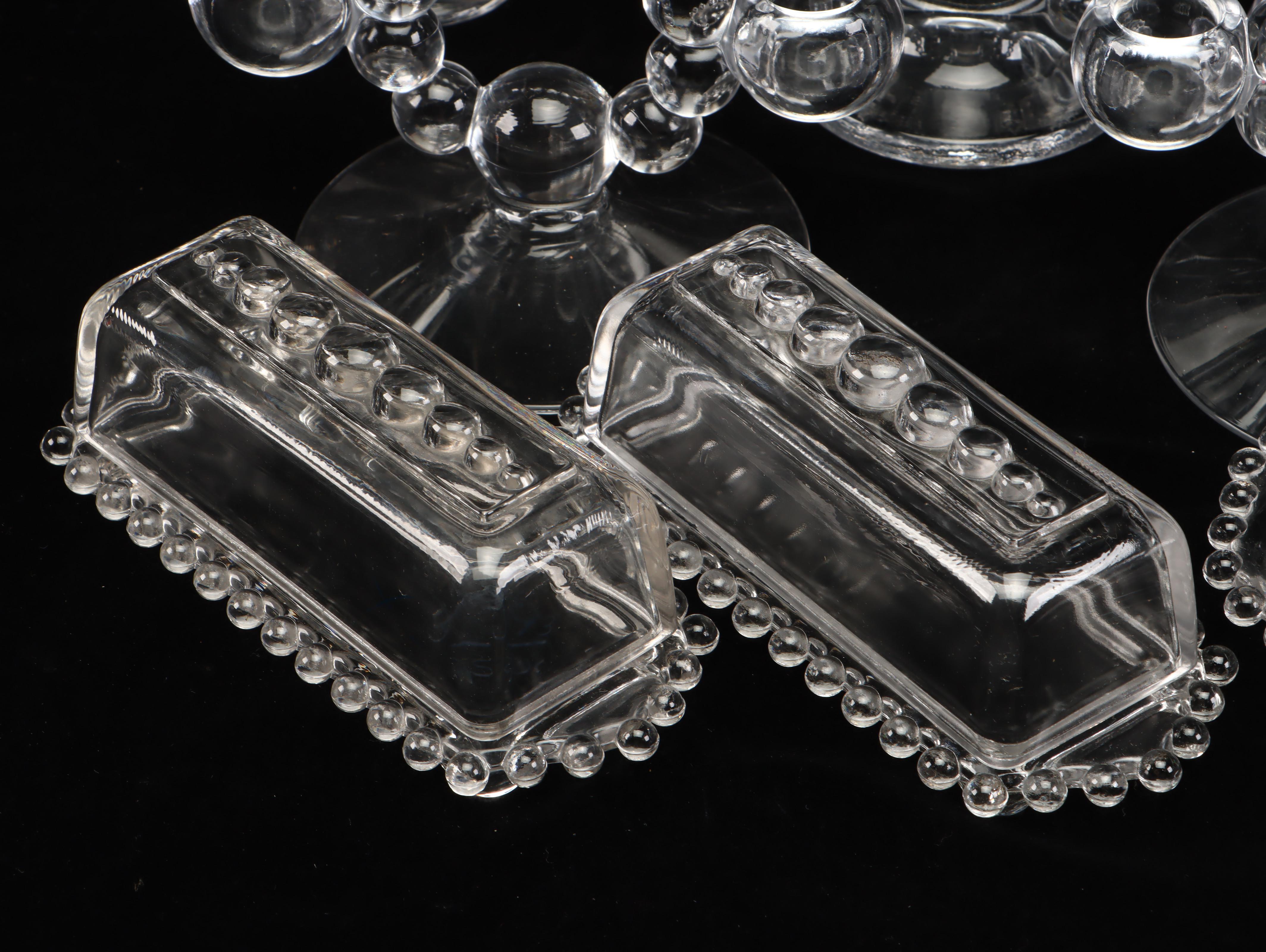 Hobnail Glass Vase, Candle Holders, and Other Table Accessories