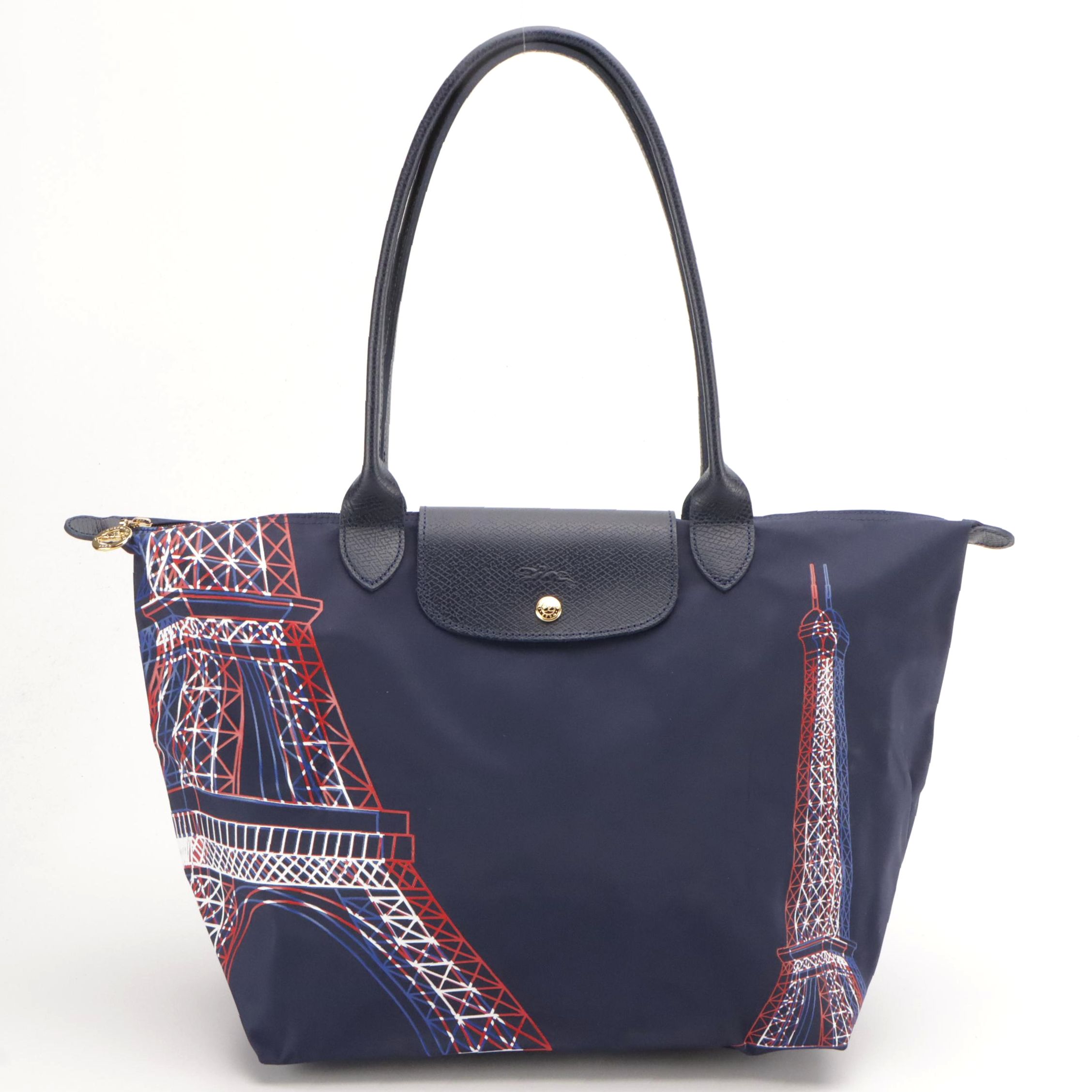 Longchamp Le Pliage Large Shopping Tote in Eiffel Tower Print Nylon Canvas