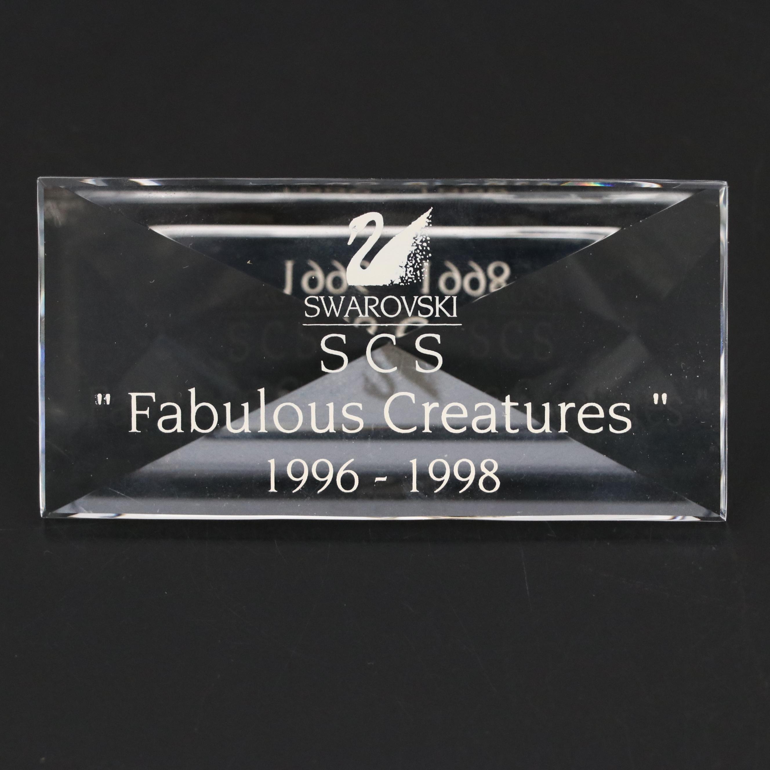 Swarovski  Crystal "Fabulous Creatures - The Dragon" Figurine and Placard, 1997