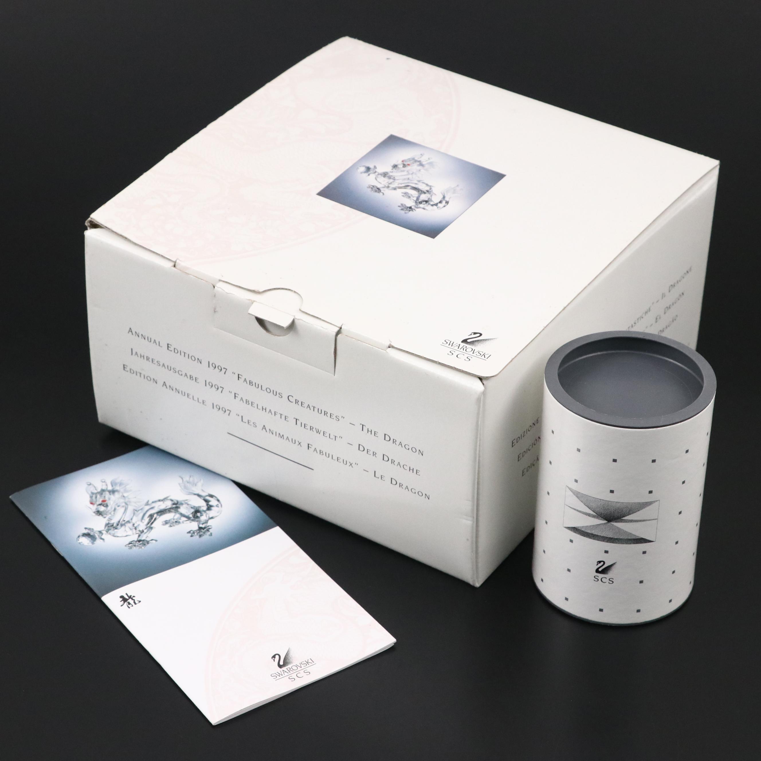 Swarovski  Crystal "Fabulous Creatures - The Dragon" Figurine and Placard, 1997