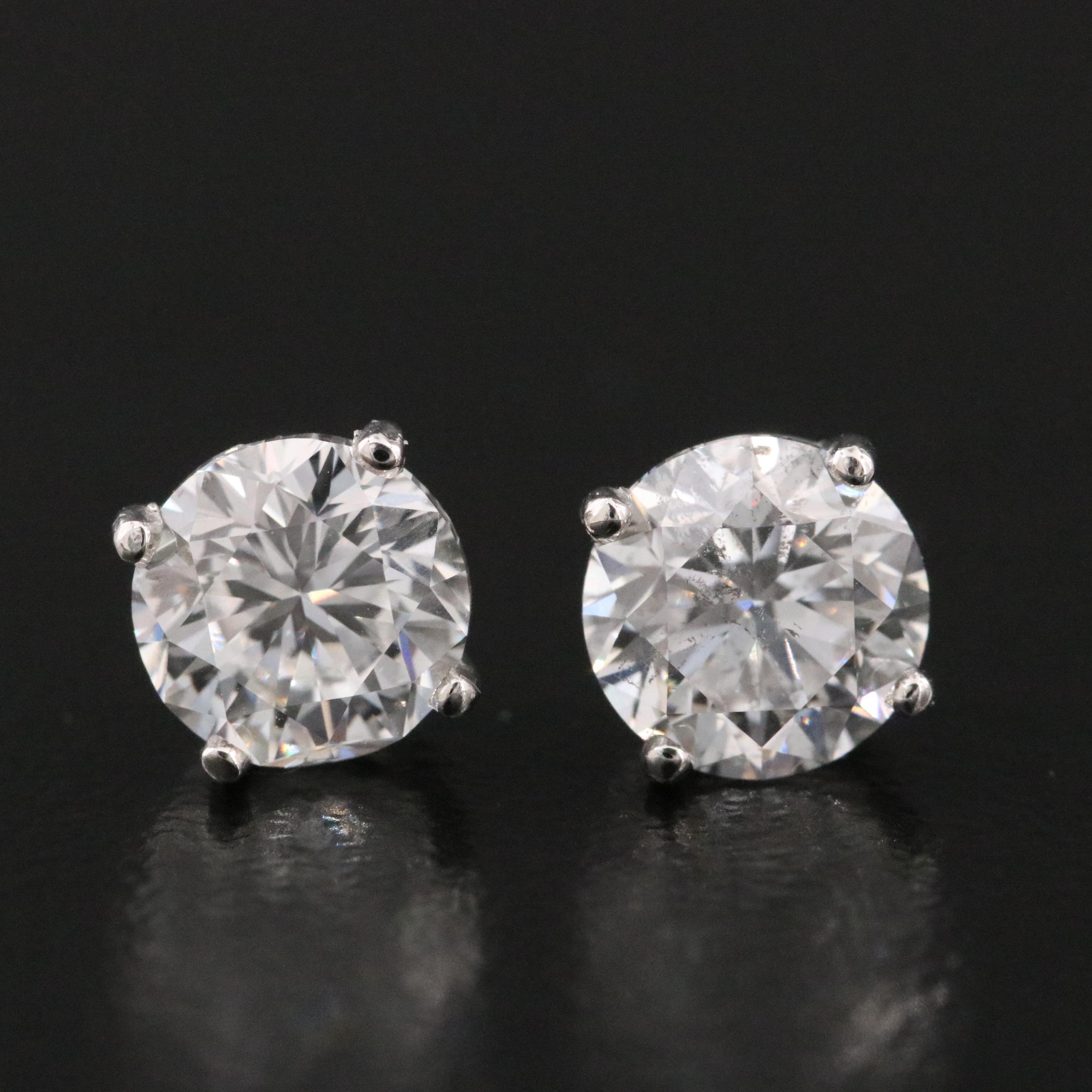 Platinum 2.00 CTW Diamond Stud Earrings with GIA Online eReports