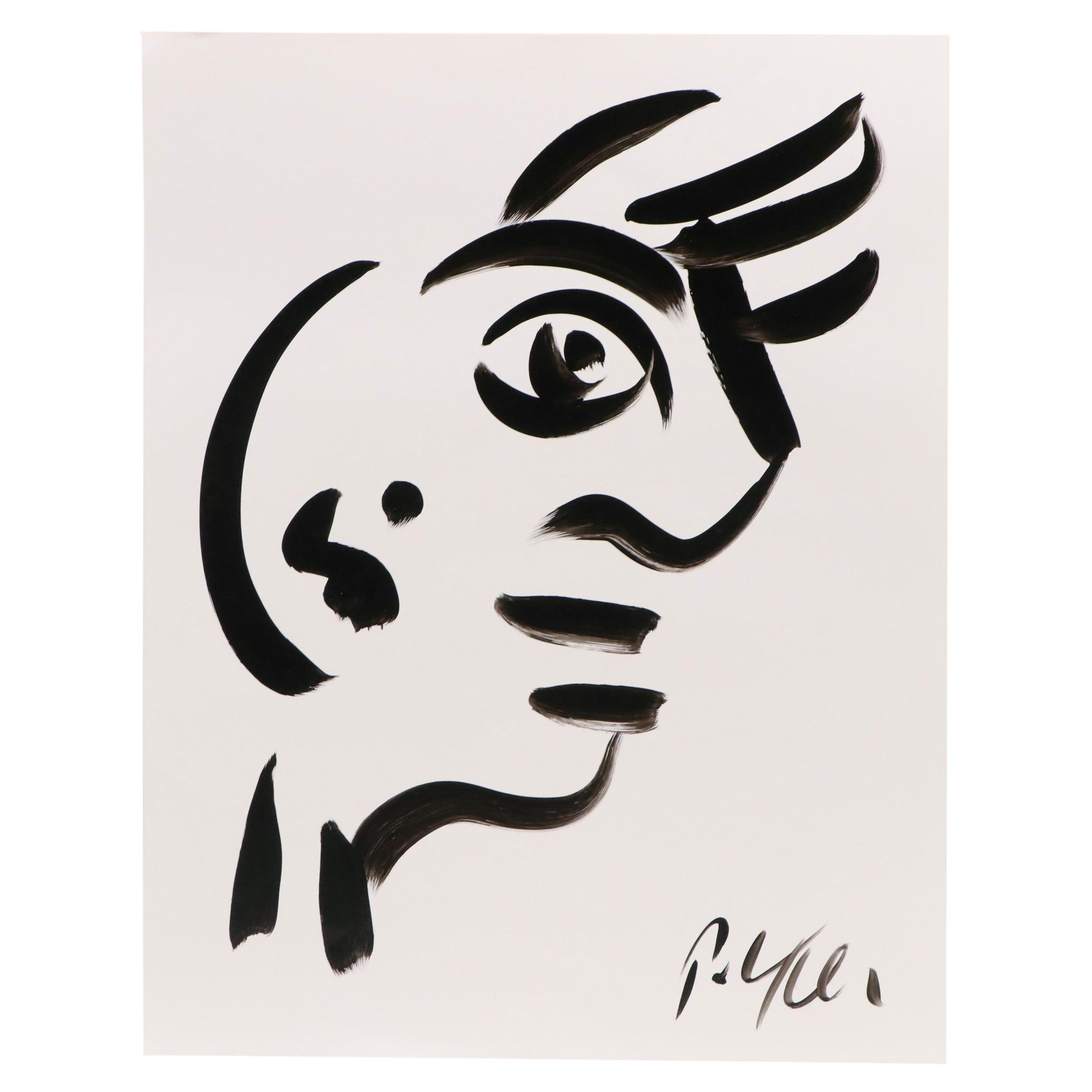 Peter Keil Abstract Acrylic Portrait Painting, Late 20th Century