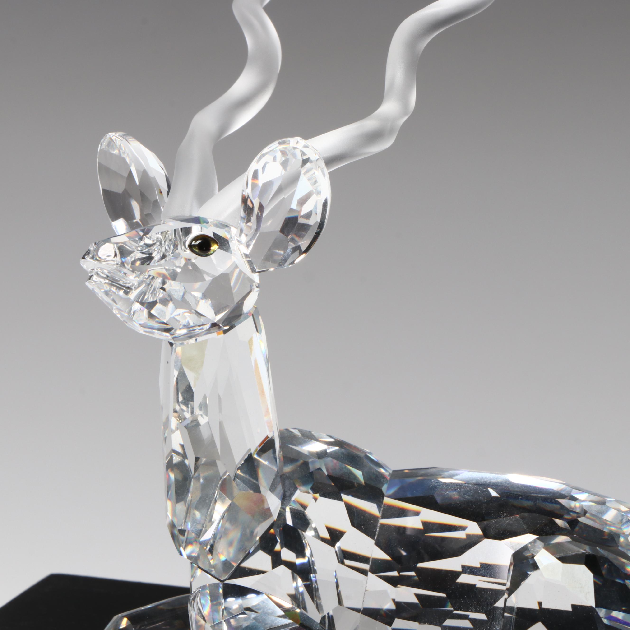 Swarovski Crystal "Inspiration Africa - Elephant & Kudu" and Wooden Bases